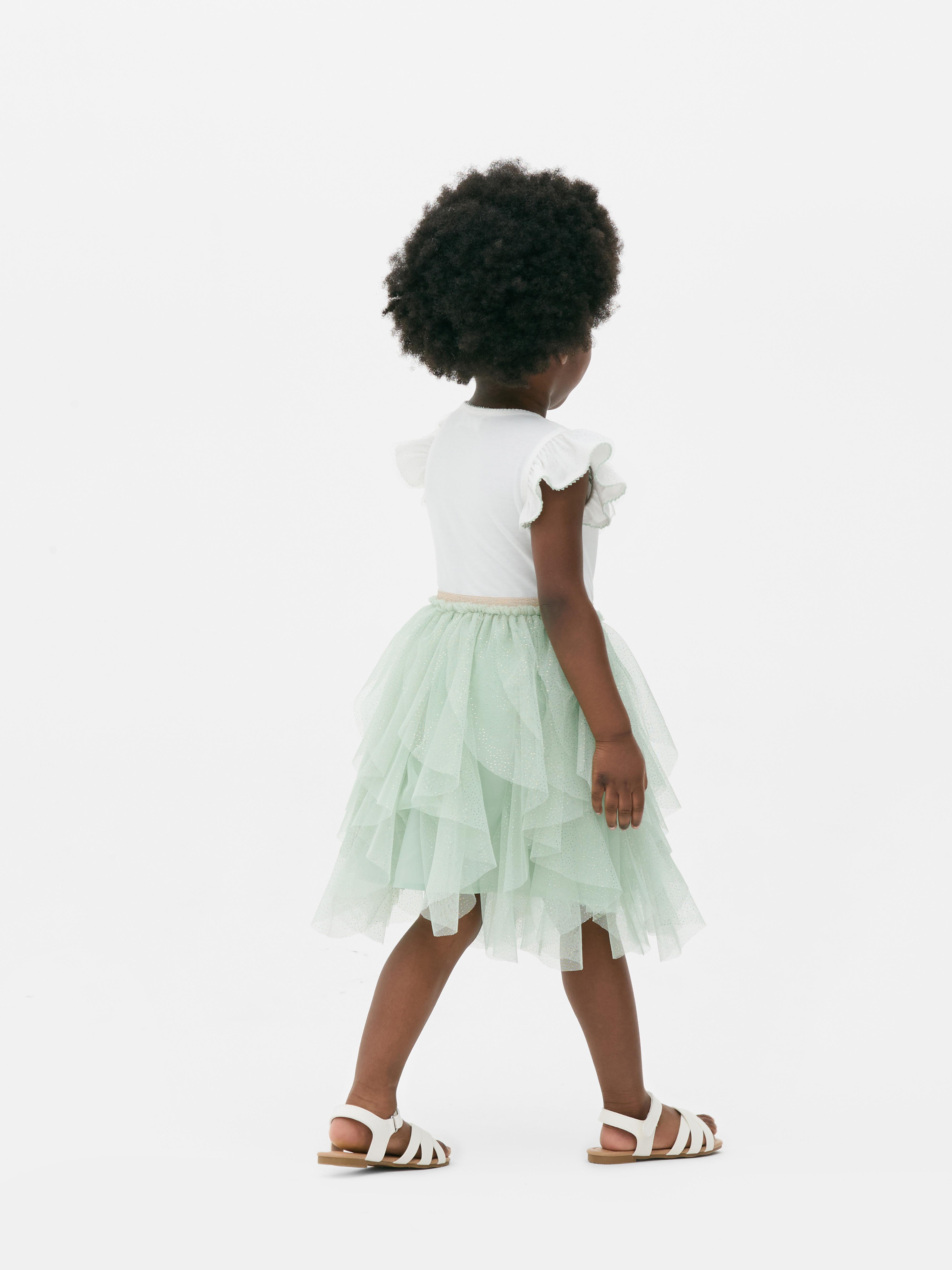 Robe tutu à motif floral et à volants