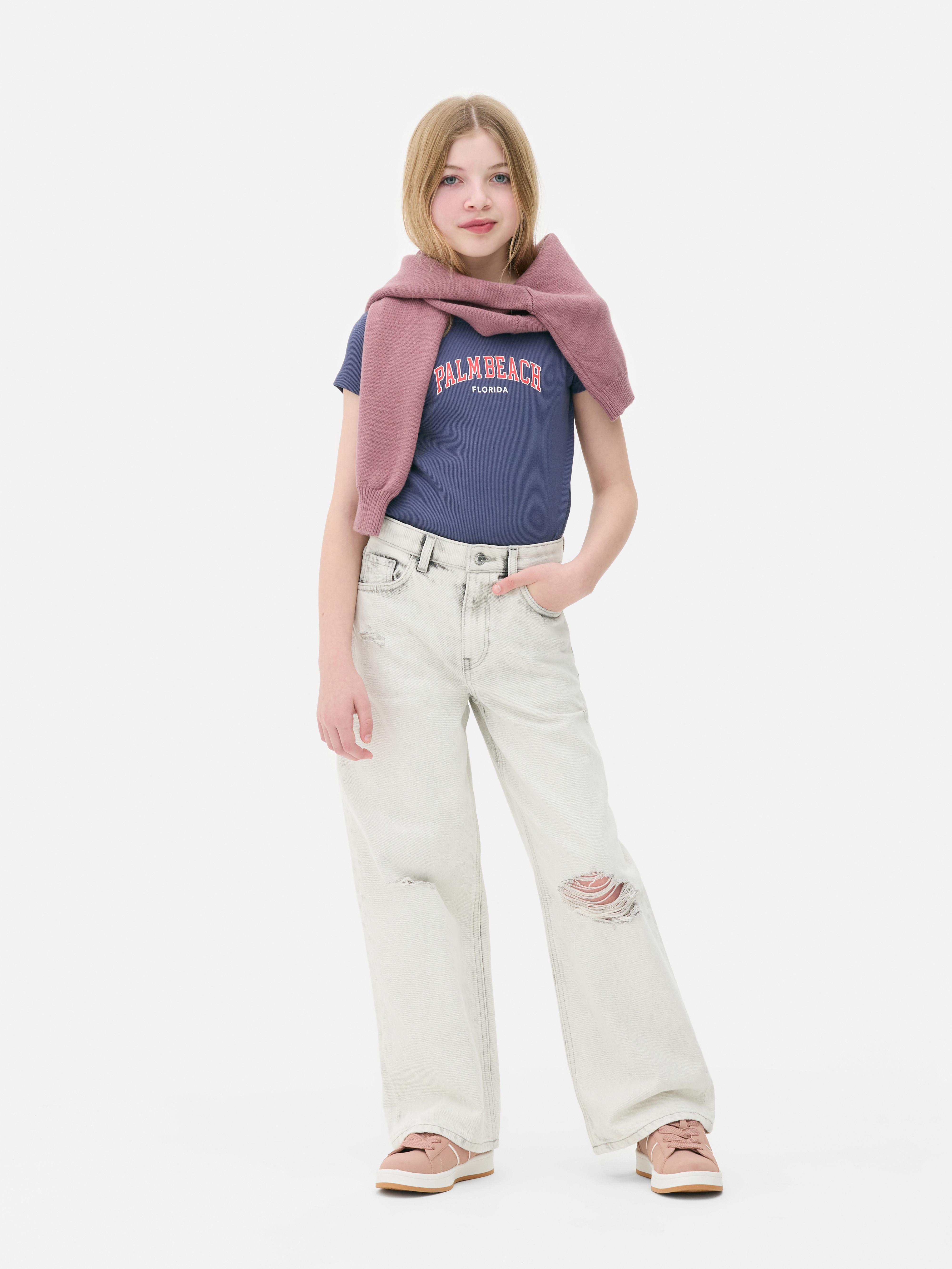 Jean denim ample Gris