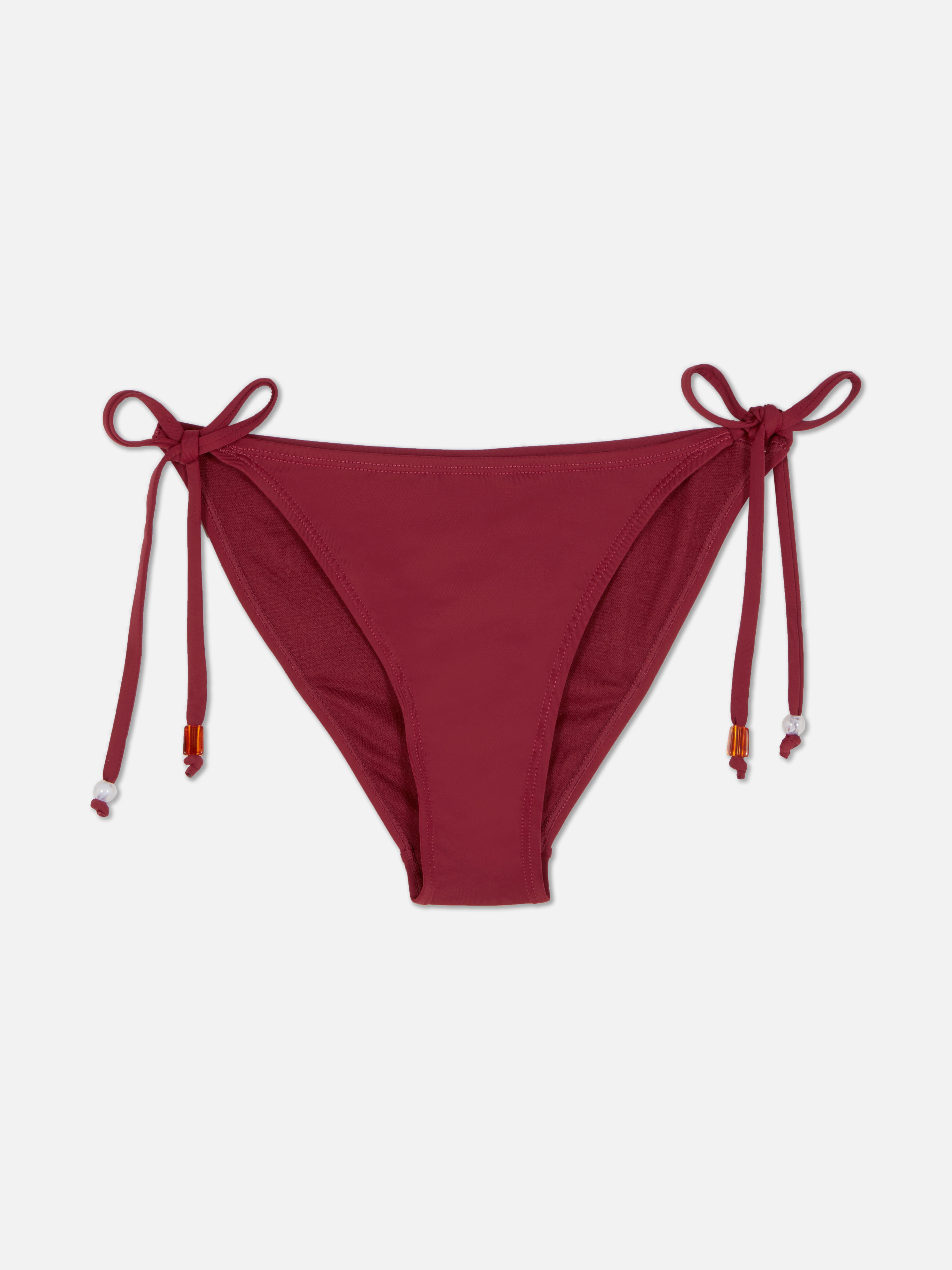 Beaded Tie-Side Bikini Bottoms