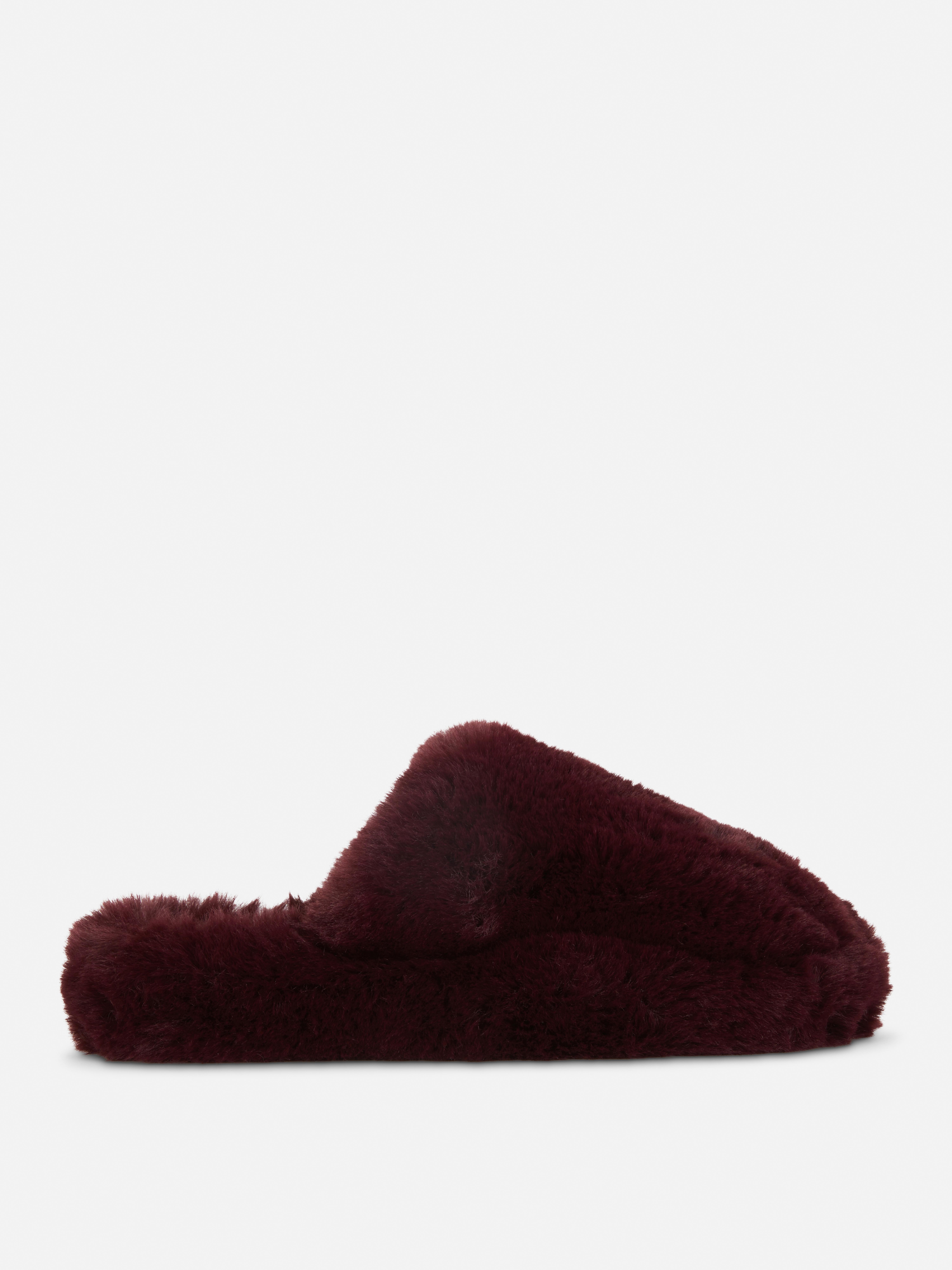 Fluffy Leopard Pattern Mule Slippers Wine