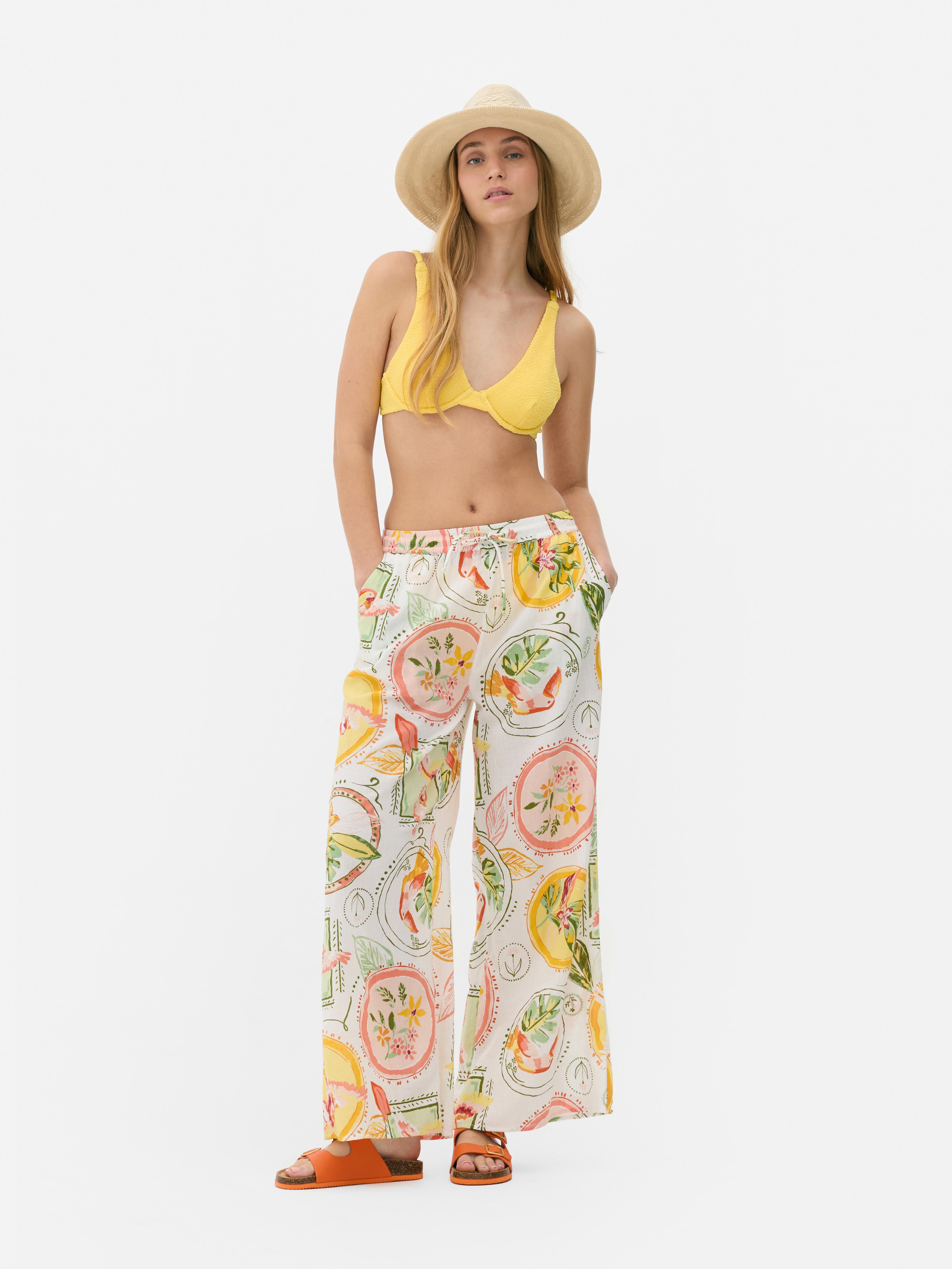 Wide Leg Drawstring Beach Pants