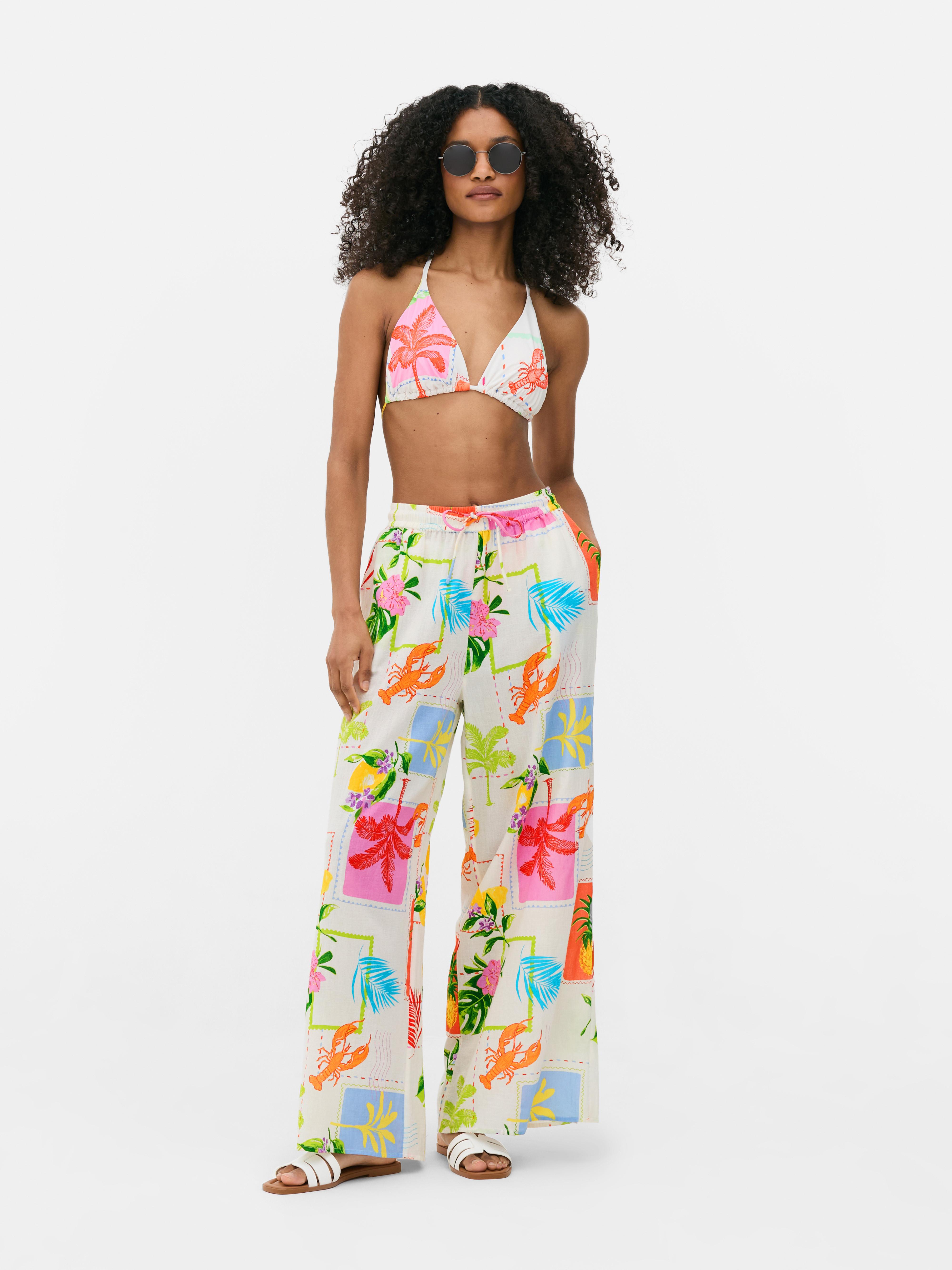 Wide Leg Drawstring Beach Trousers
