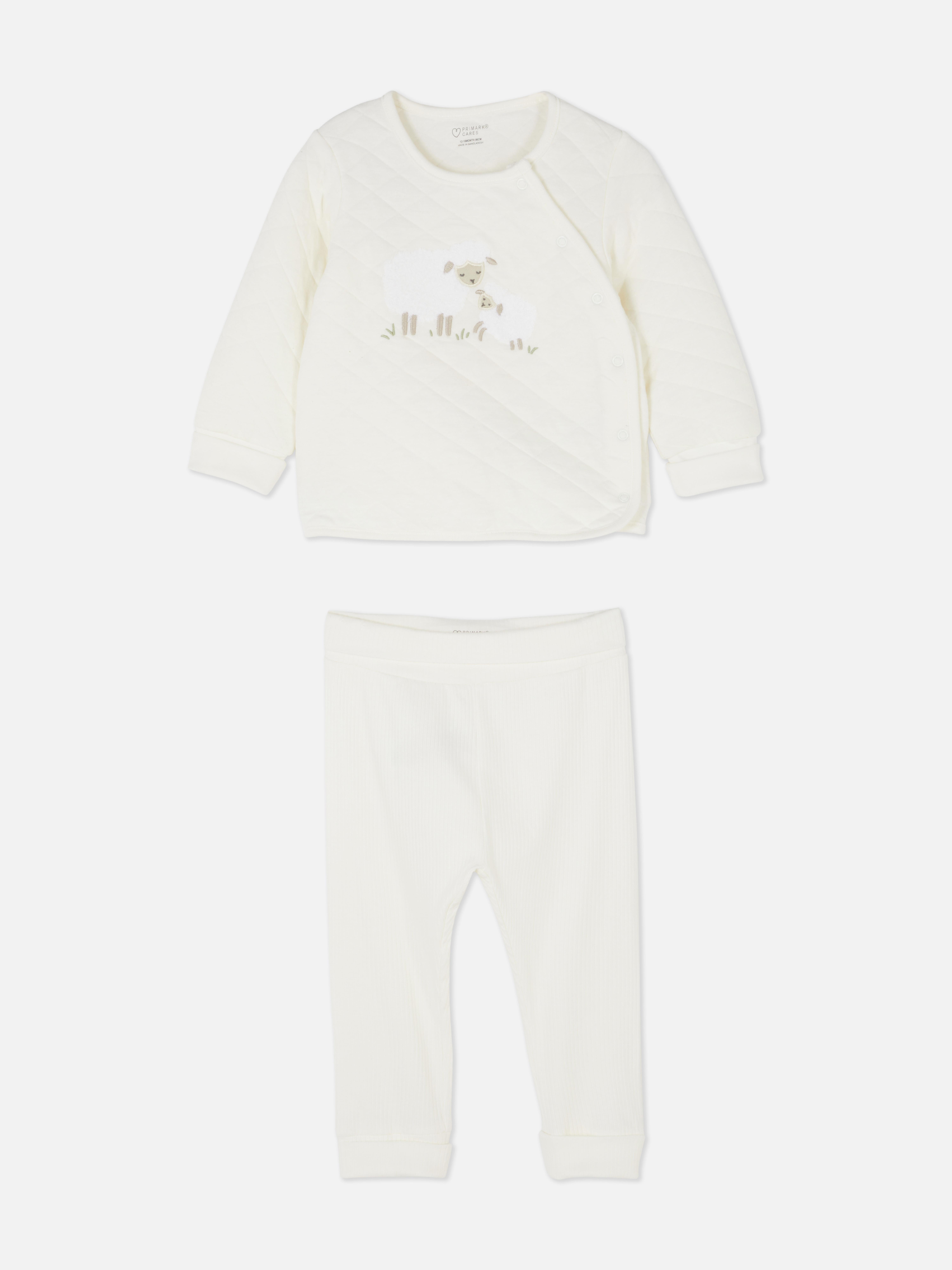 Ensemble haut et bas matelassés à moutons appliqués
