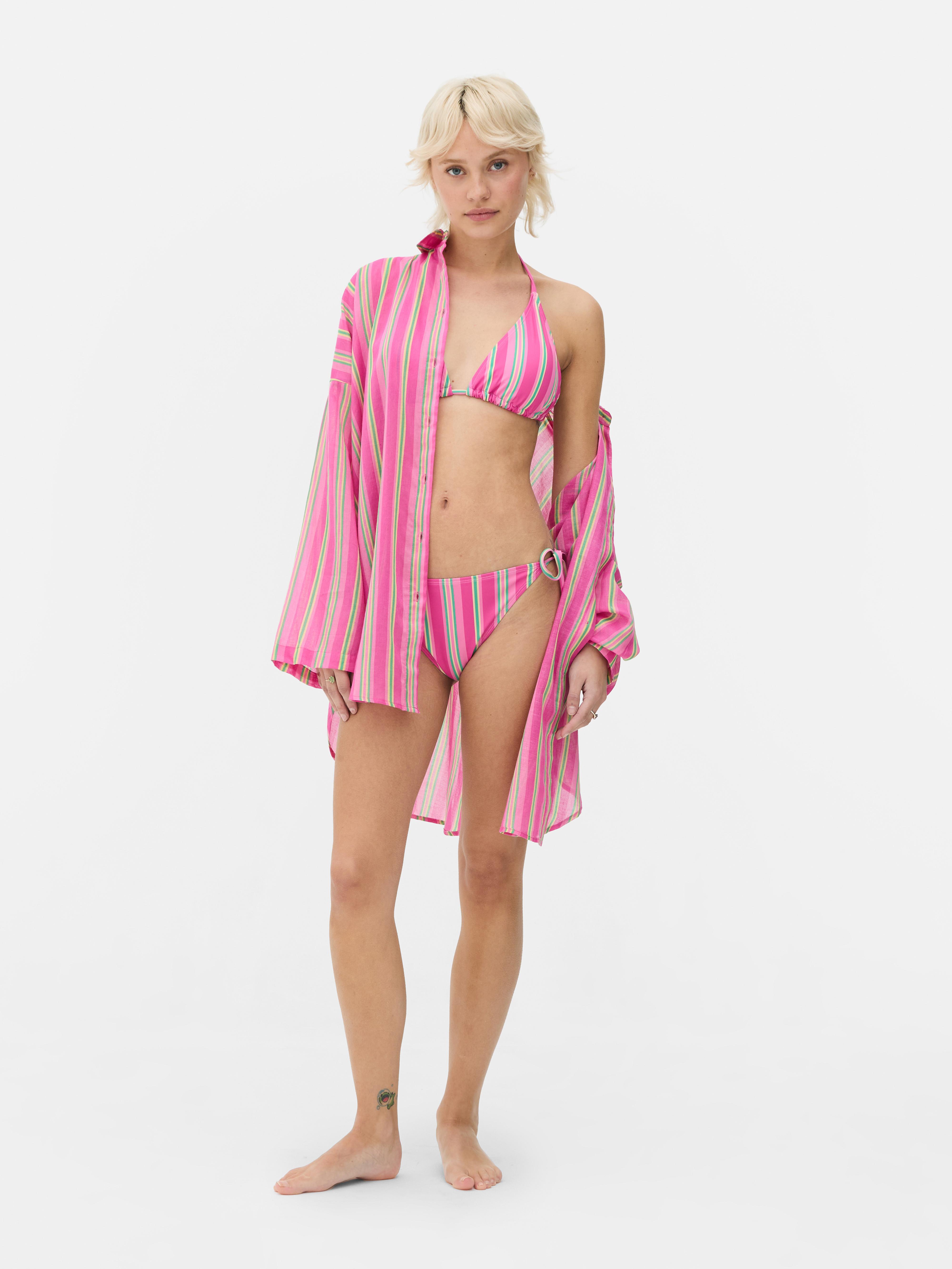 Printed Beach Shirt Dark Pink