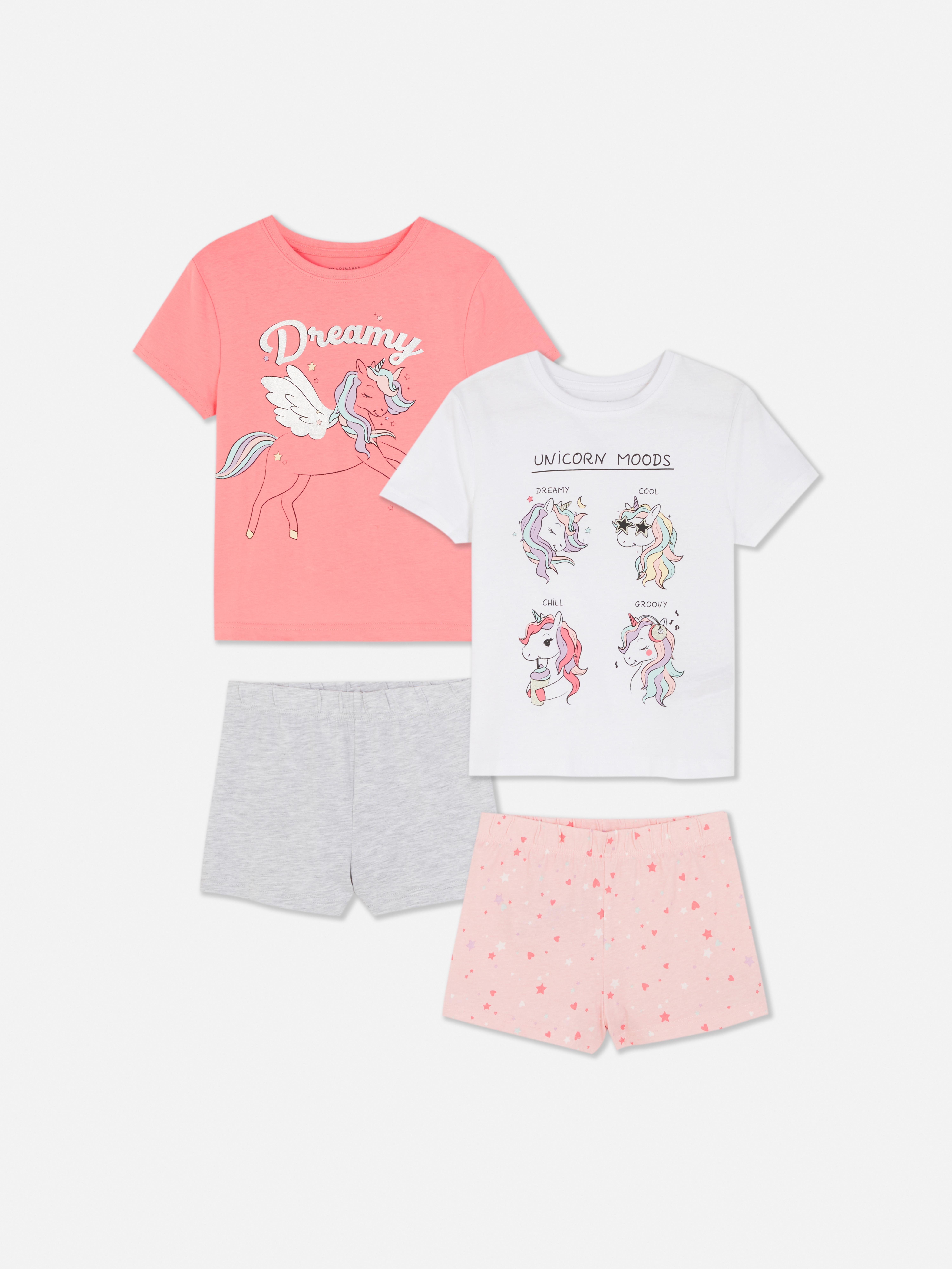 Korte pyjama met eenhoornprint, set van 2