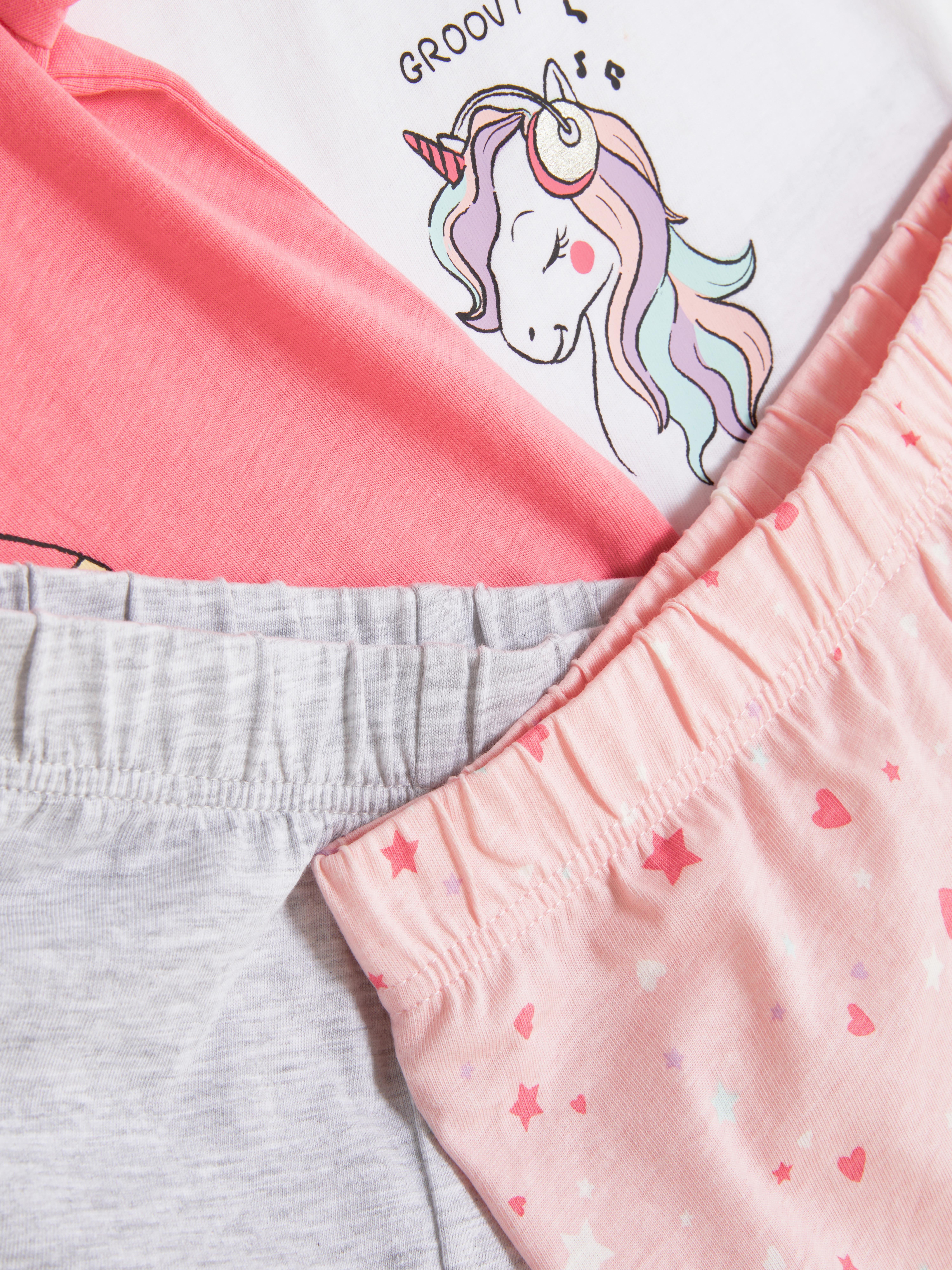 Confezione da 2 pigiami corti con unicorno