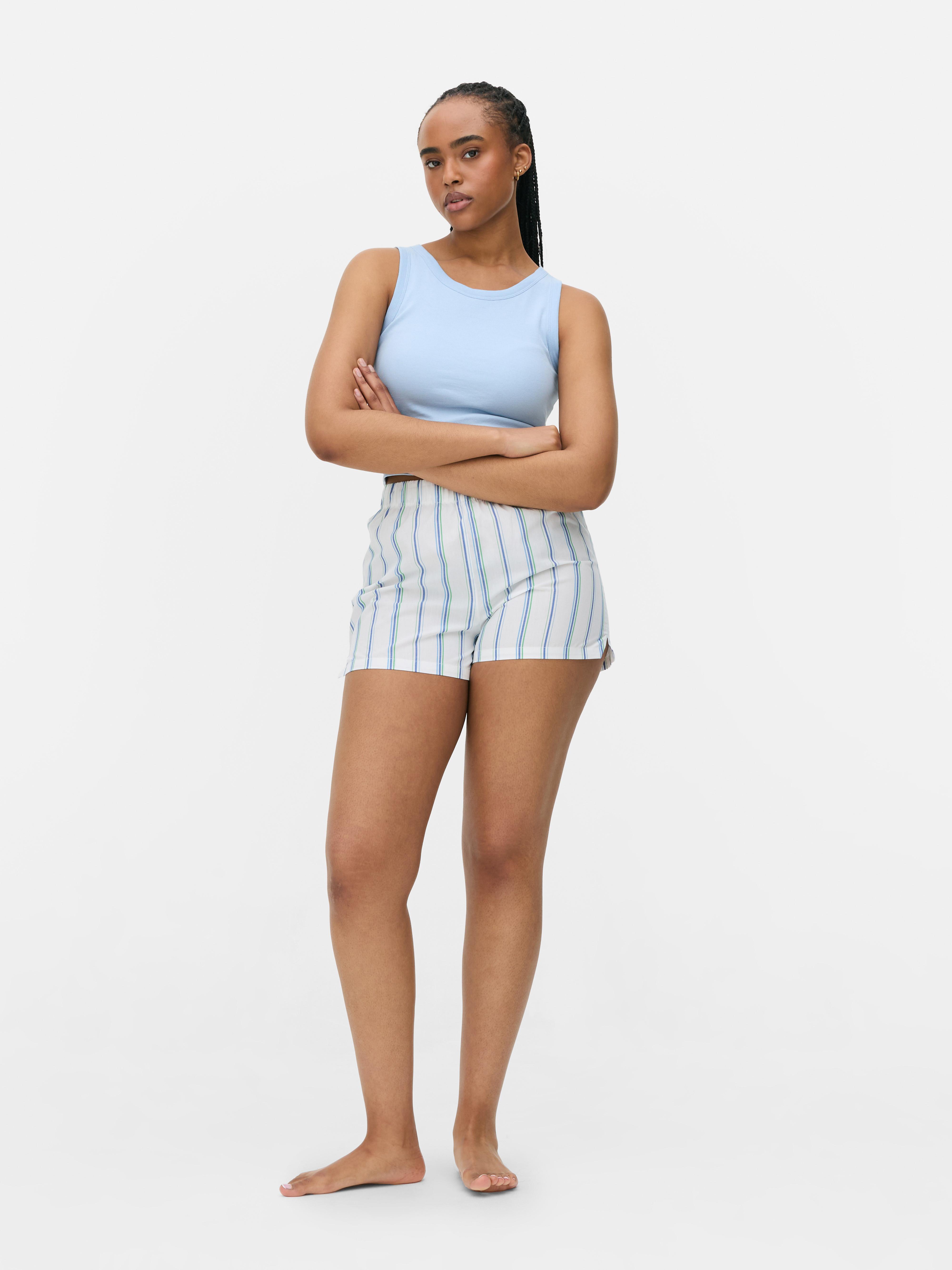 Pyjamashort met patroon Helderblauw