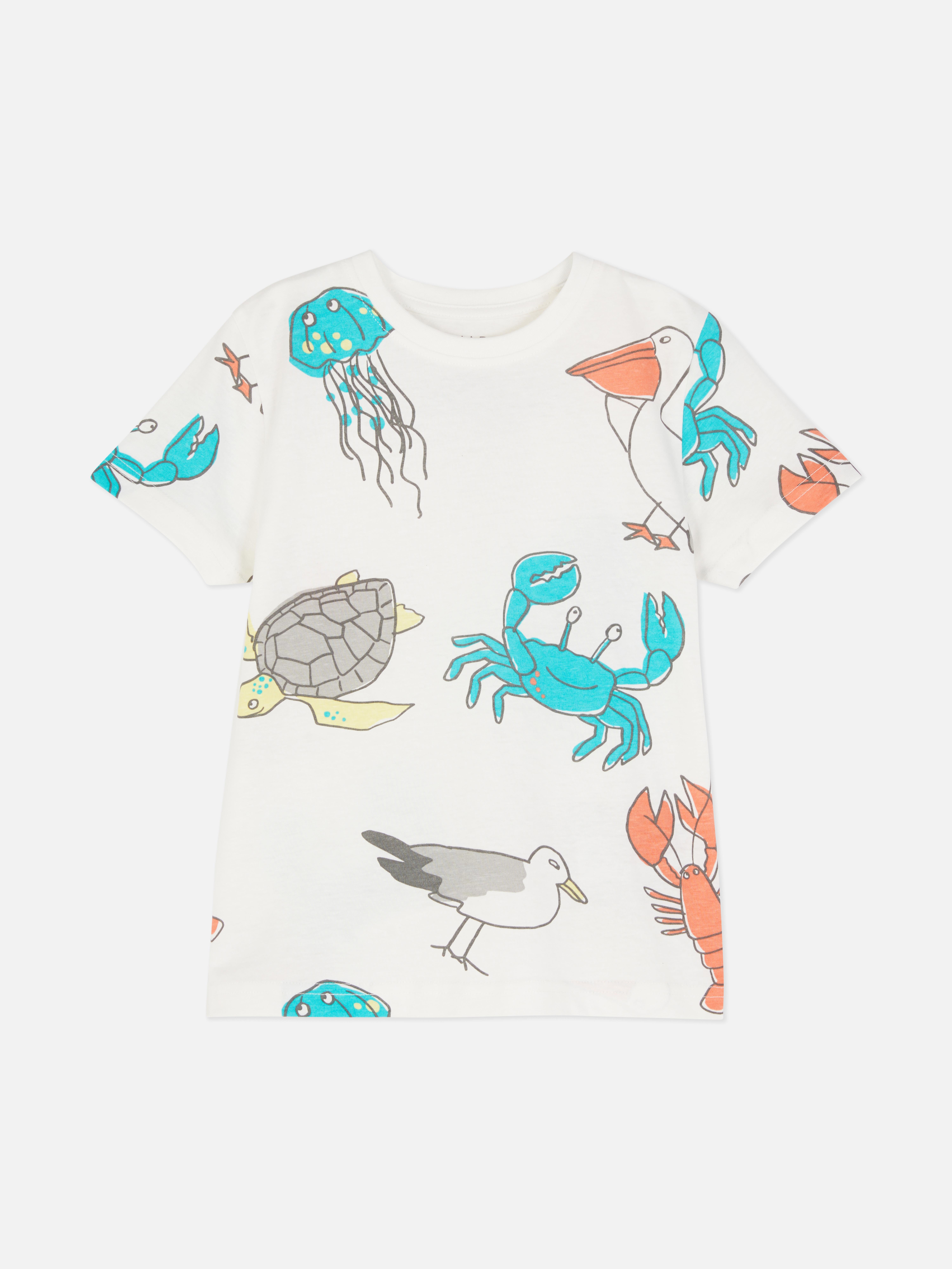Boys Gray Heather Colorful Short Sleeve Shark T-Shirt | Primark