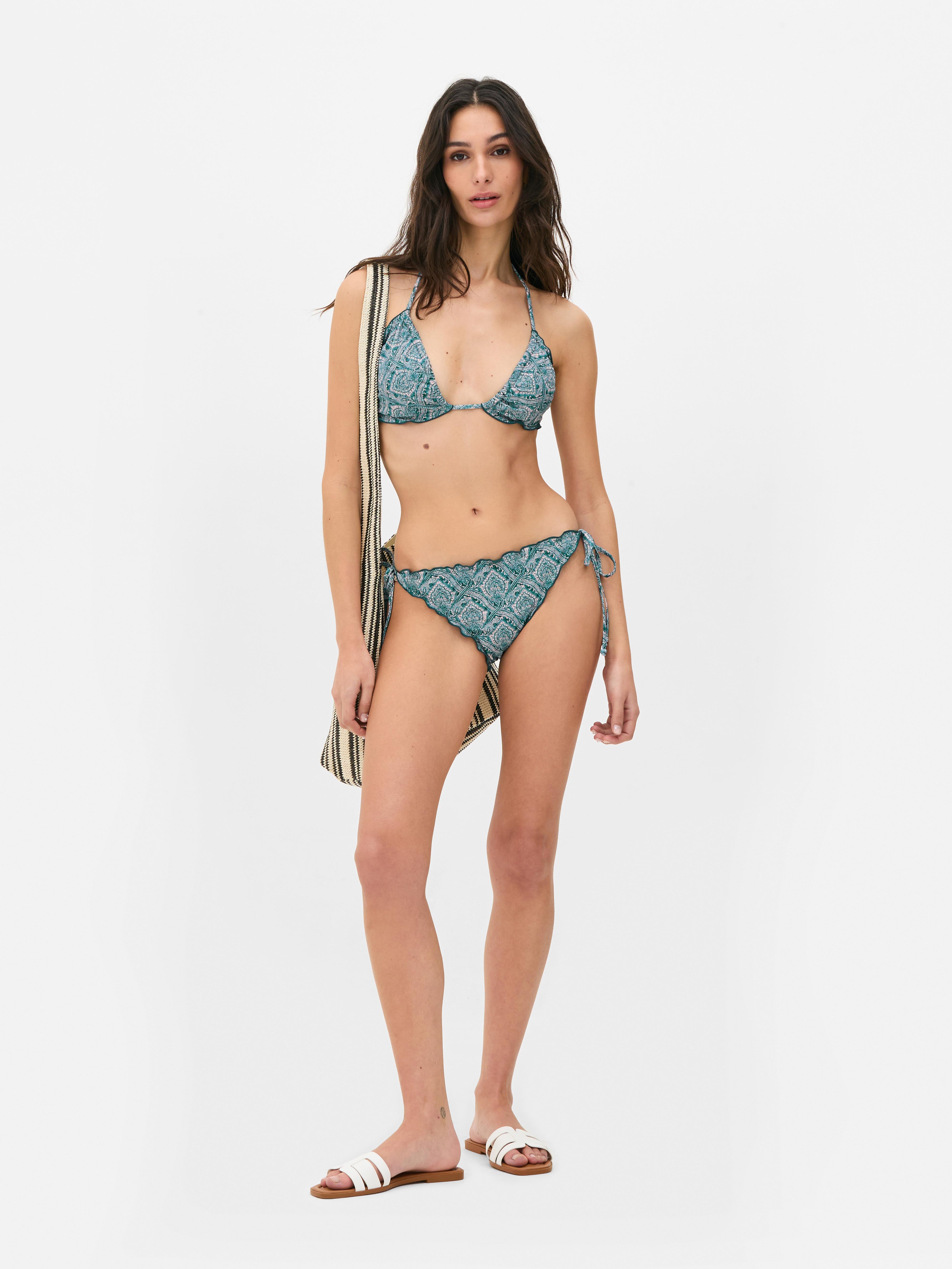 Boho Ruffle Triangle Bikini Top