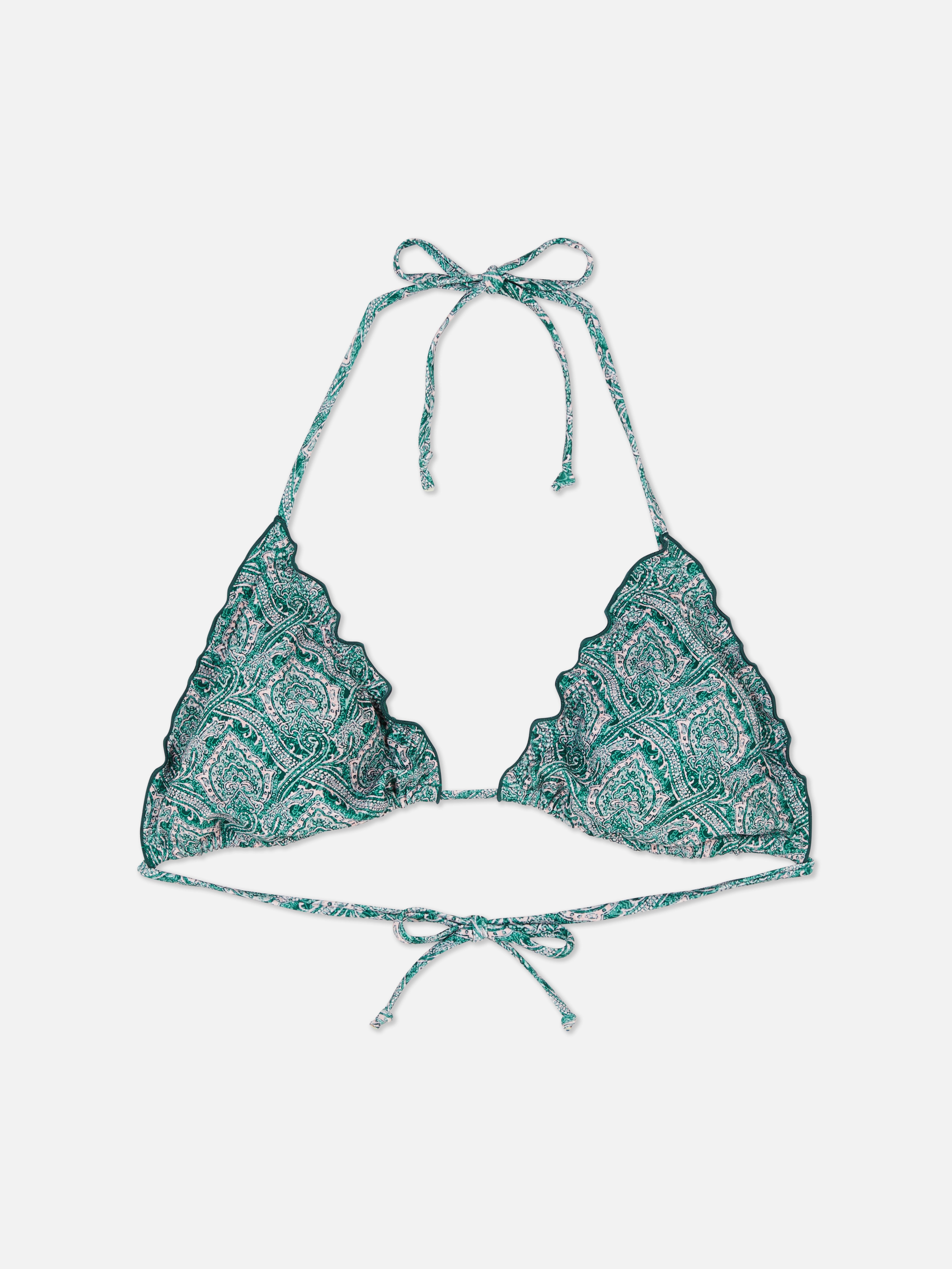 Boho Ruffle Triangle Bikini Top