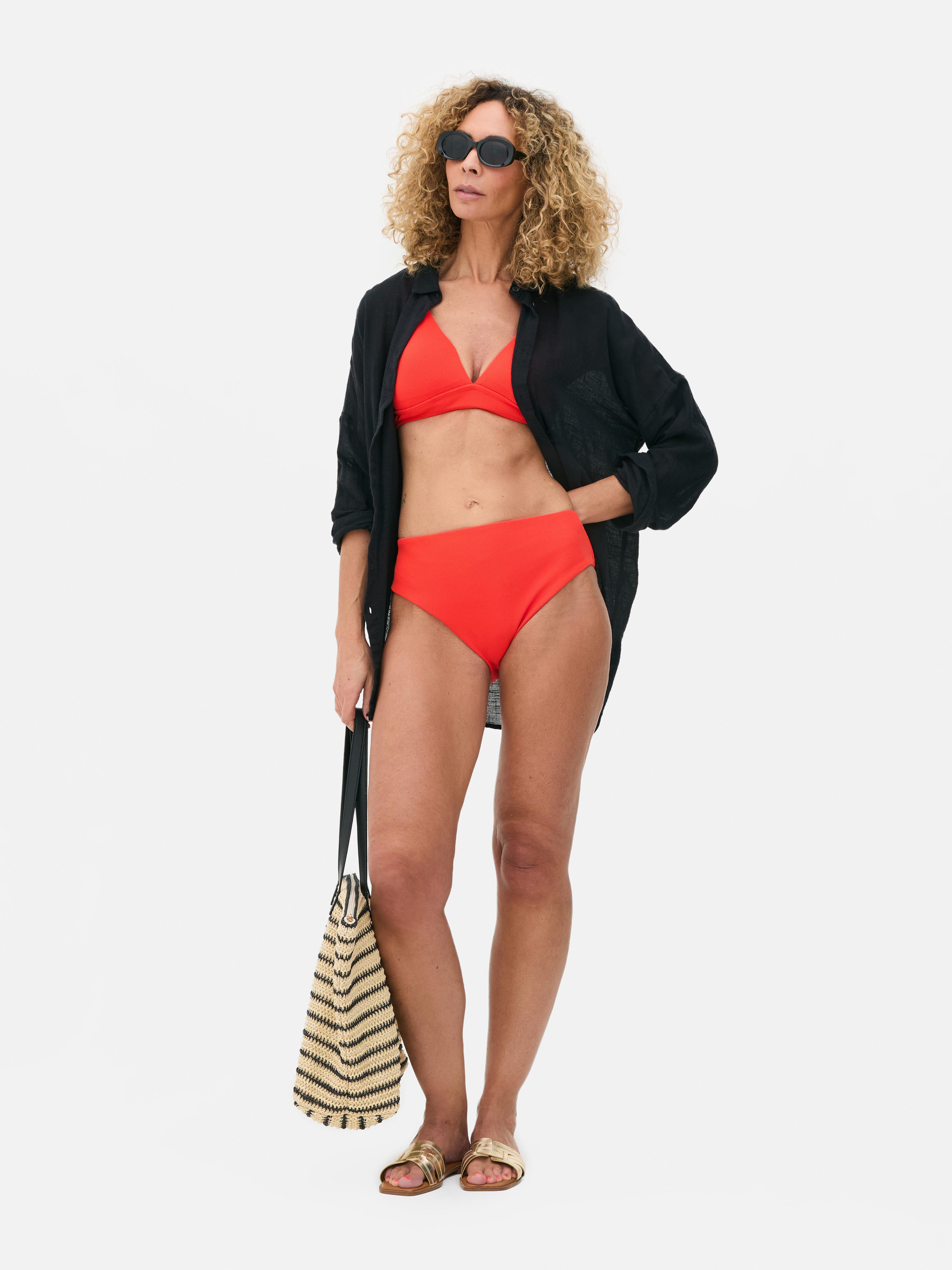 High-Waisted Bikini Bottoms Coral