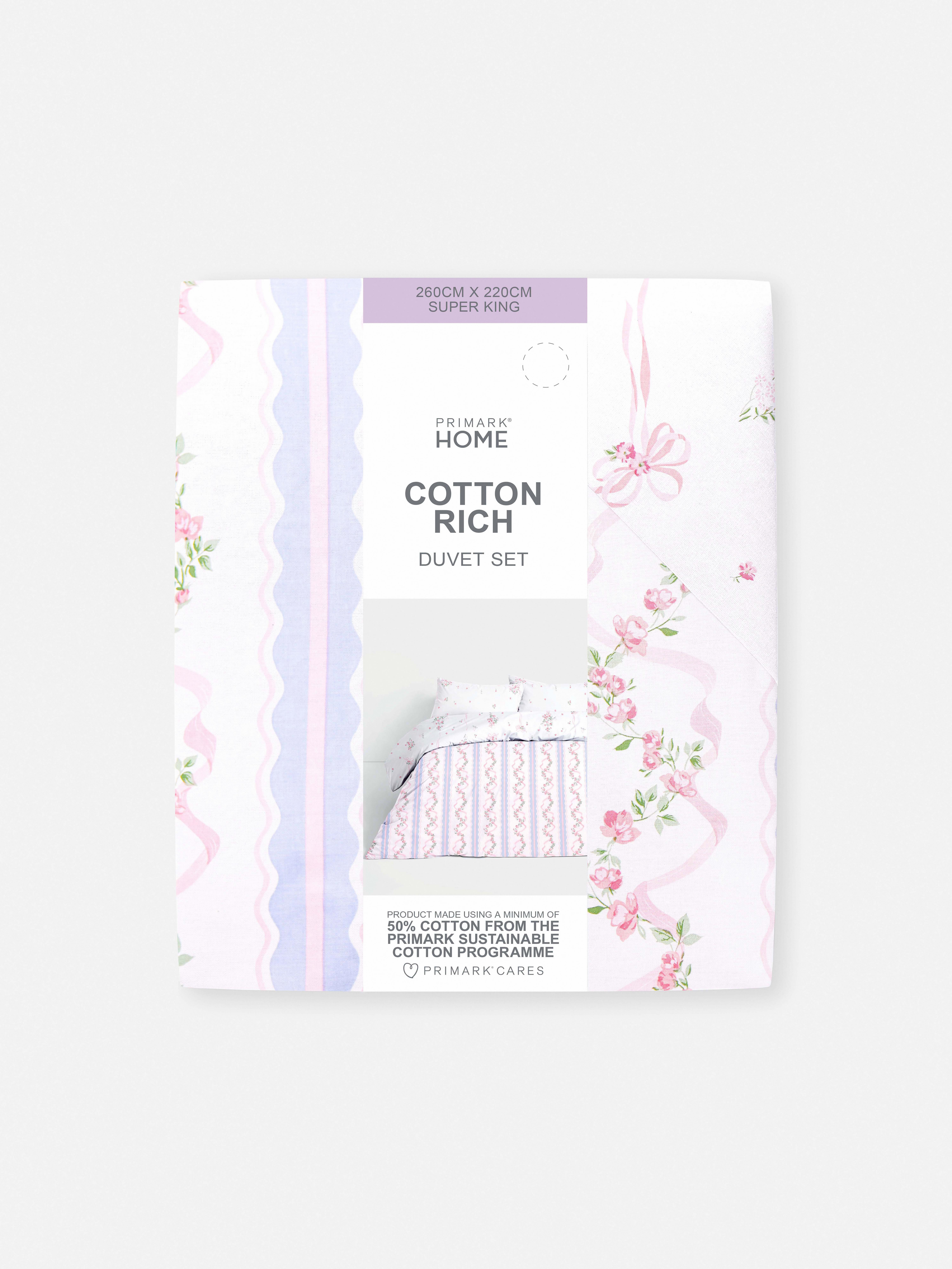 Reversible Cherry Blossom Super King Duvet Cover Set