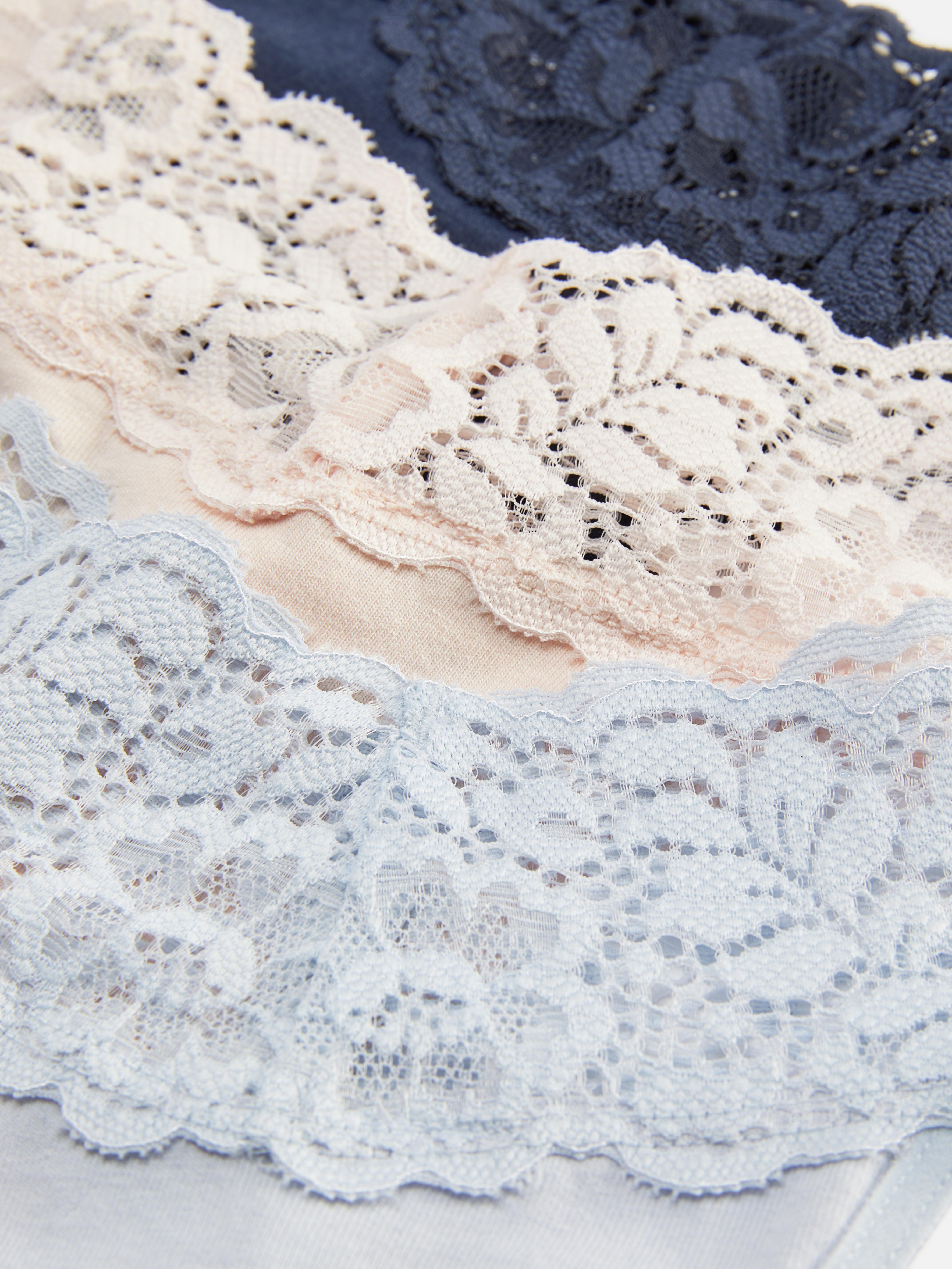Spitzen-Bandeau-Tangas mit hohem Baumwollanteil, 3er-Pack