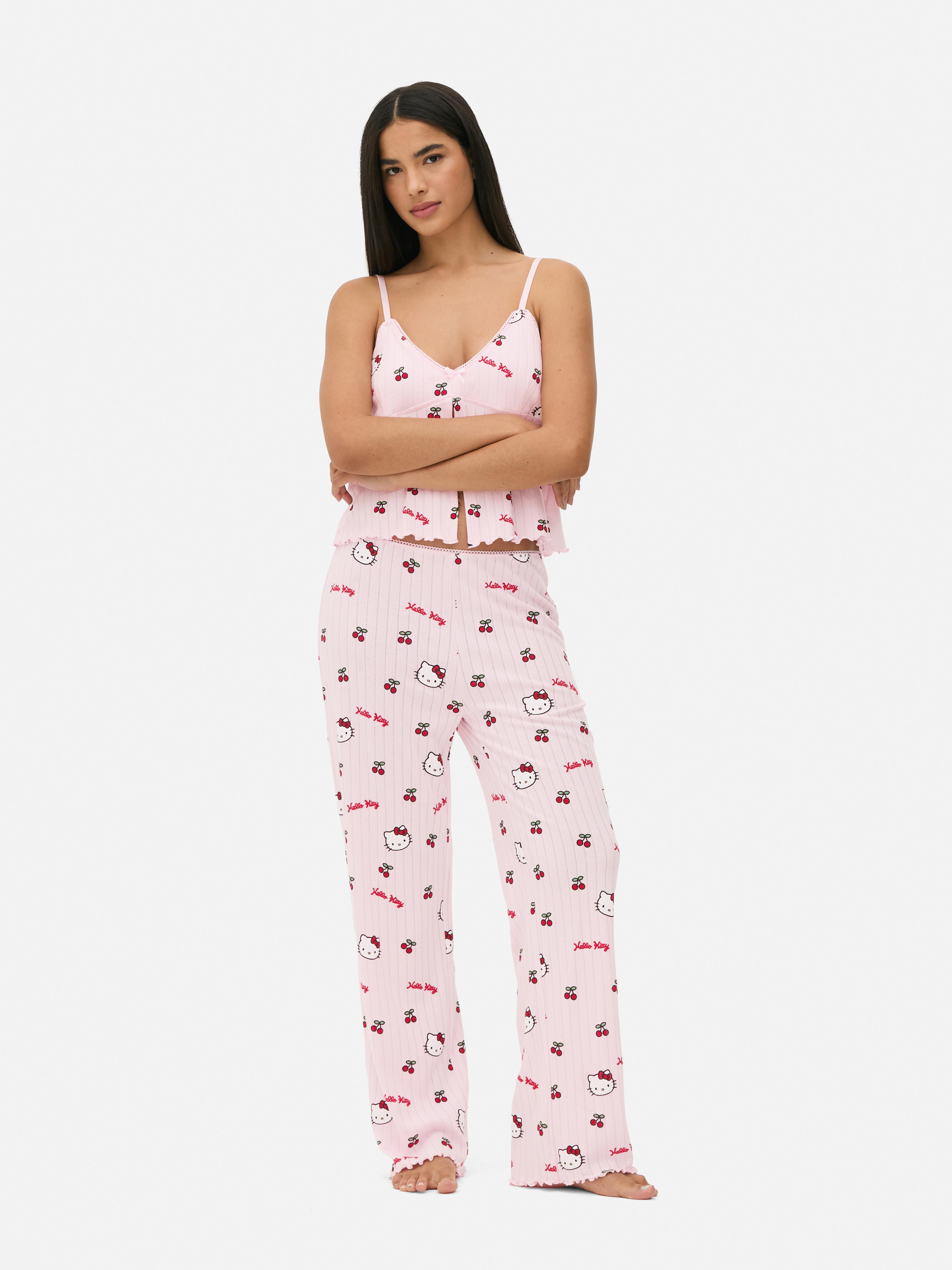 Hello Kitty mintás, aprólyukacsos pizsamanadrág