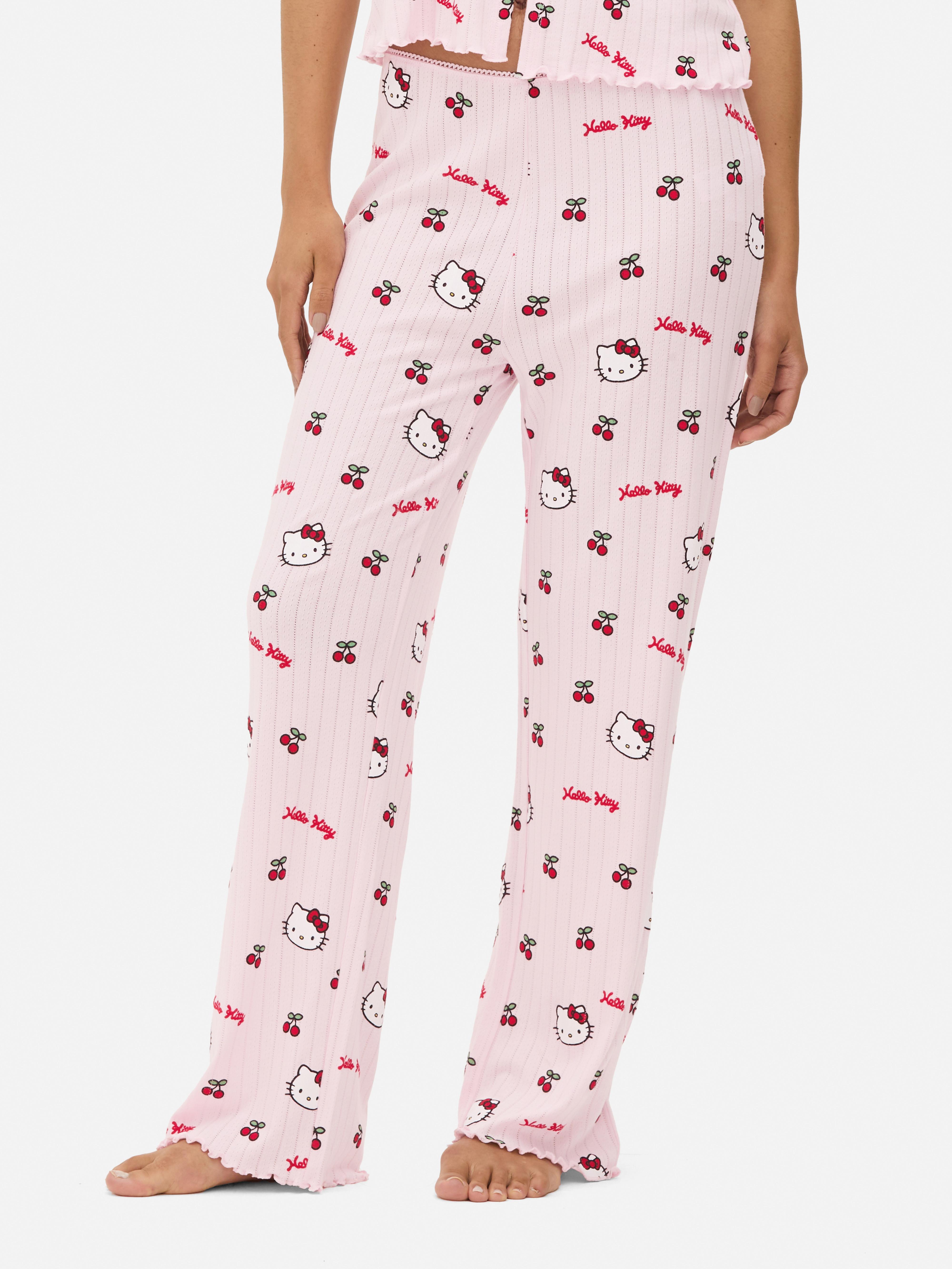 Hello Kitty mintás, aprólyukacsos pizsamanadrág