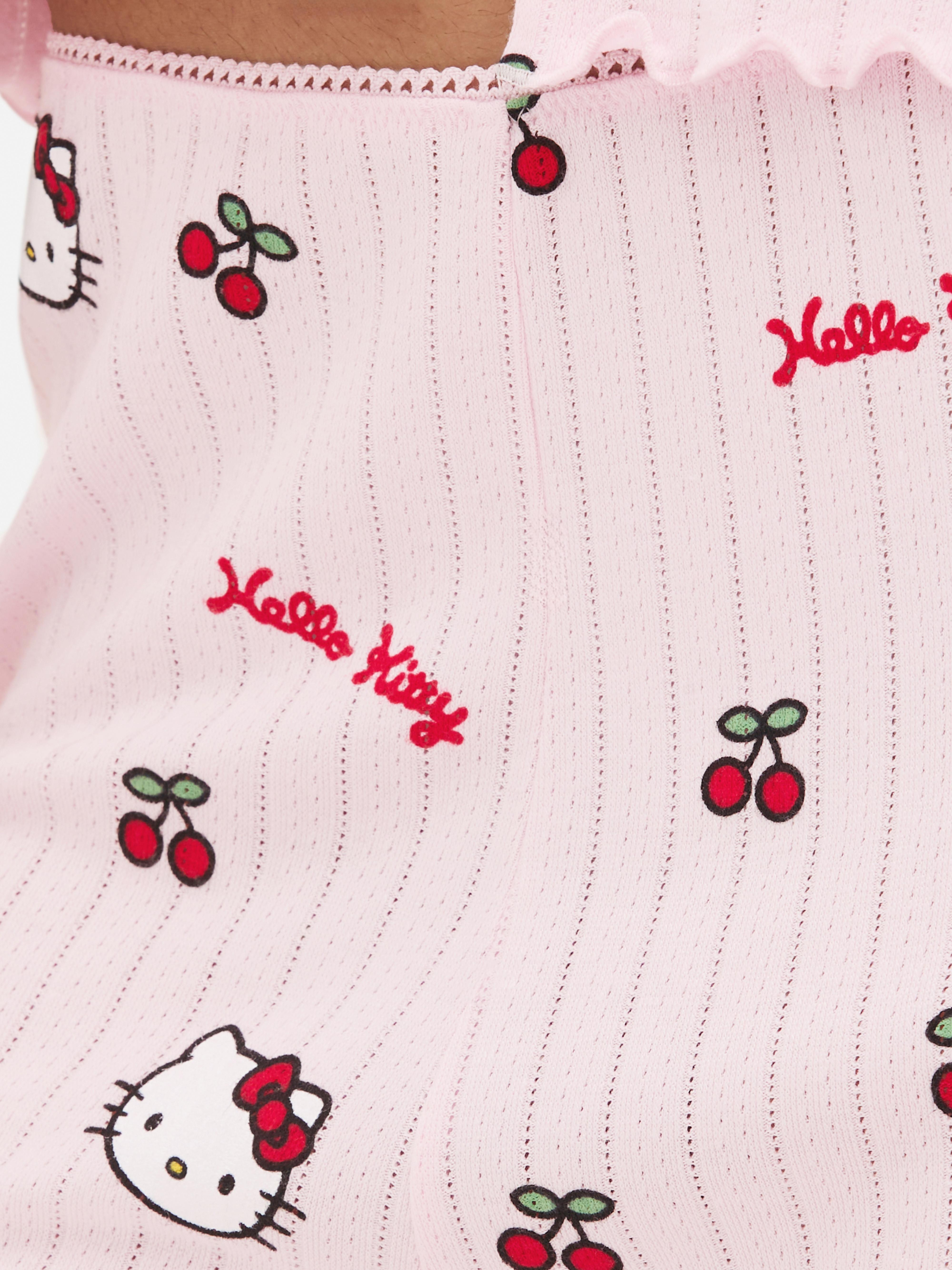 Hello Kitty mintás, aprólyukacsos pizsamanadrág