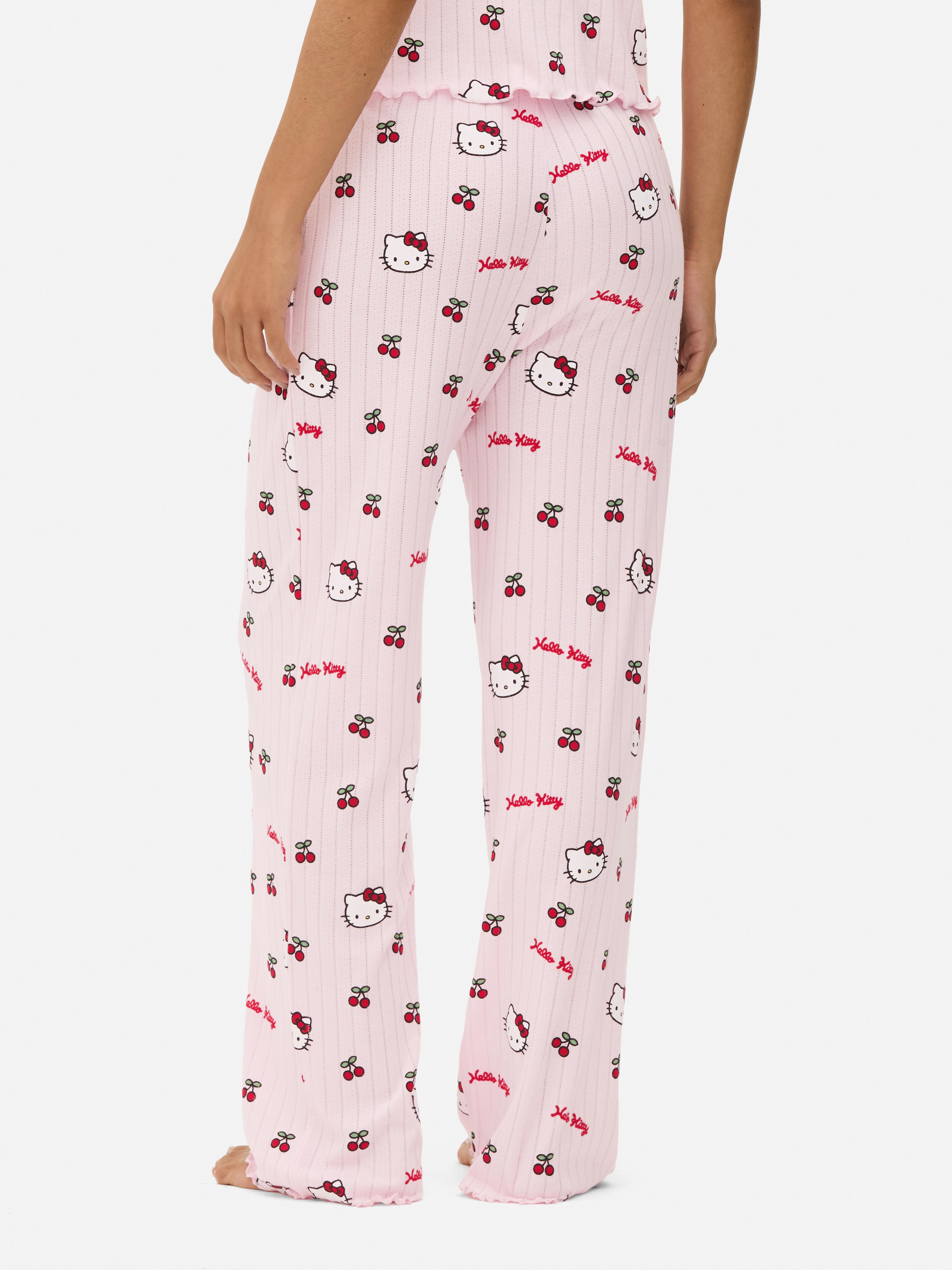 Hello Kitty mintás, aprólyukacsos pizsamanadrág