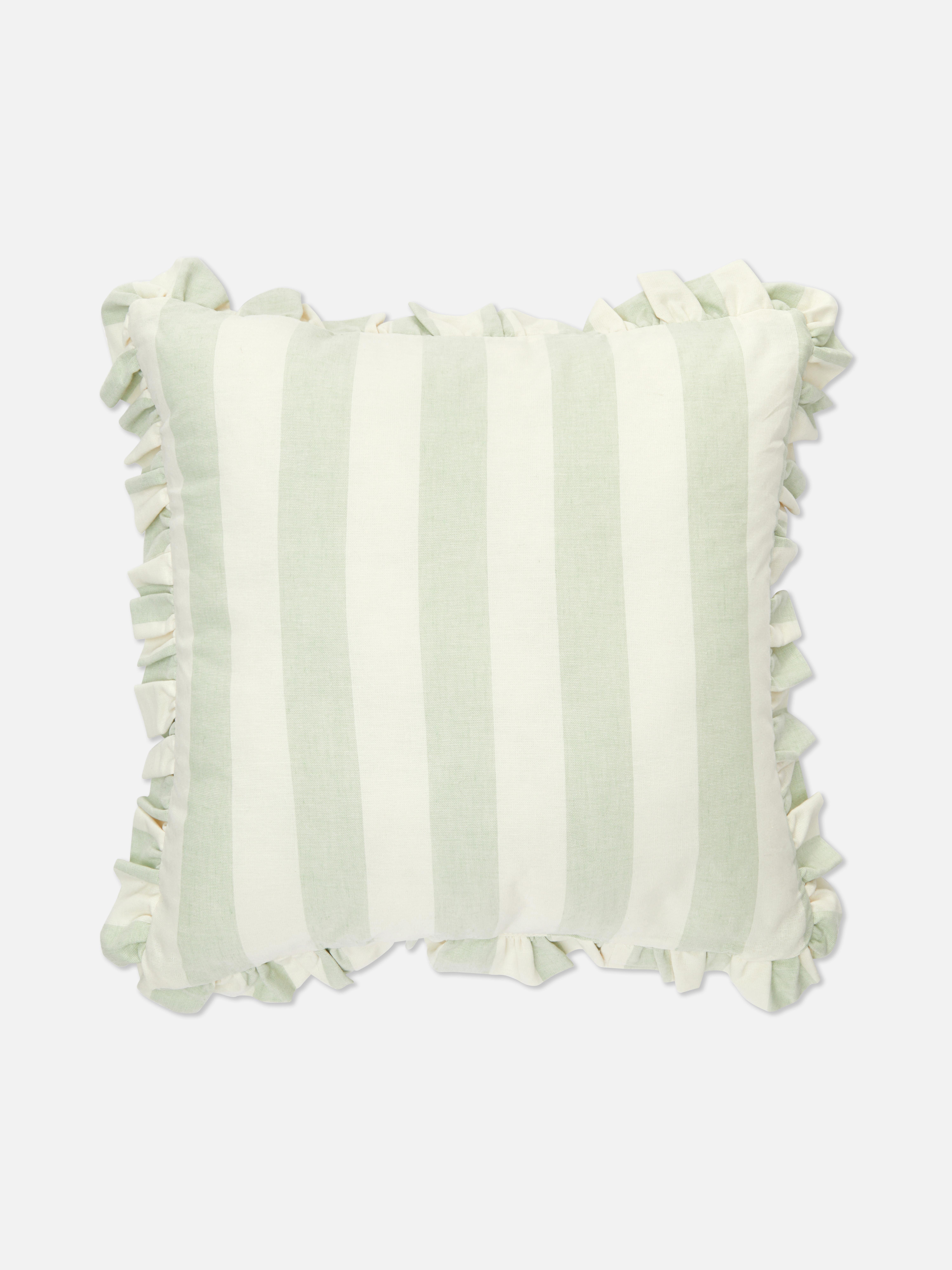 Striped Square Cushion with Frills