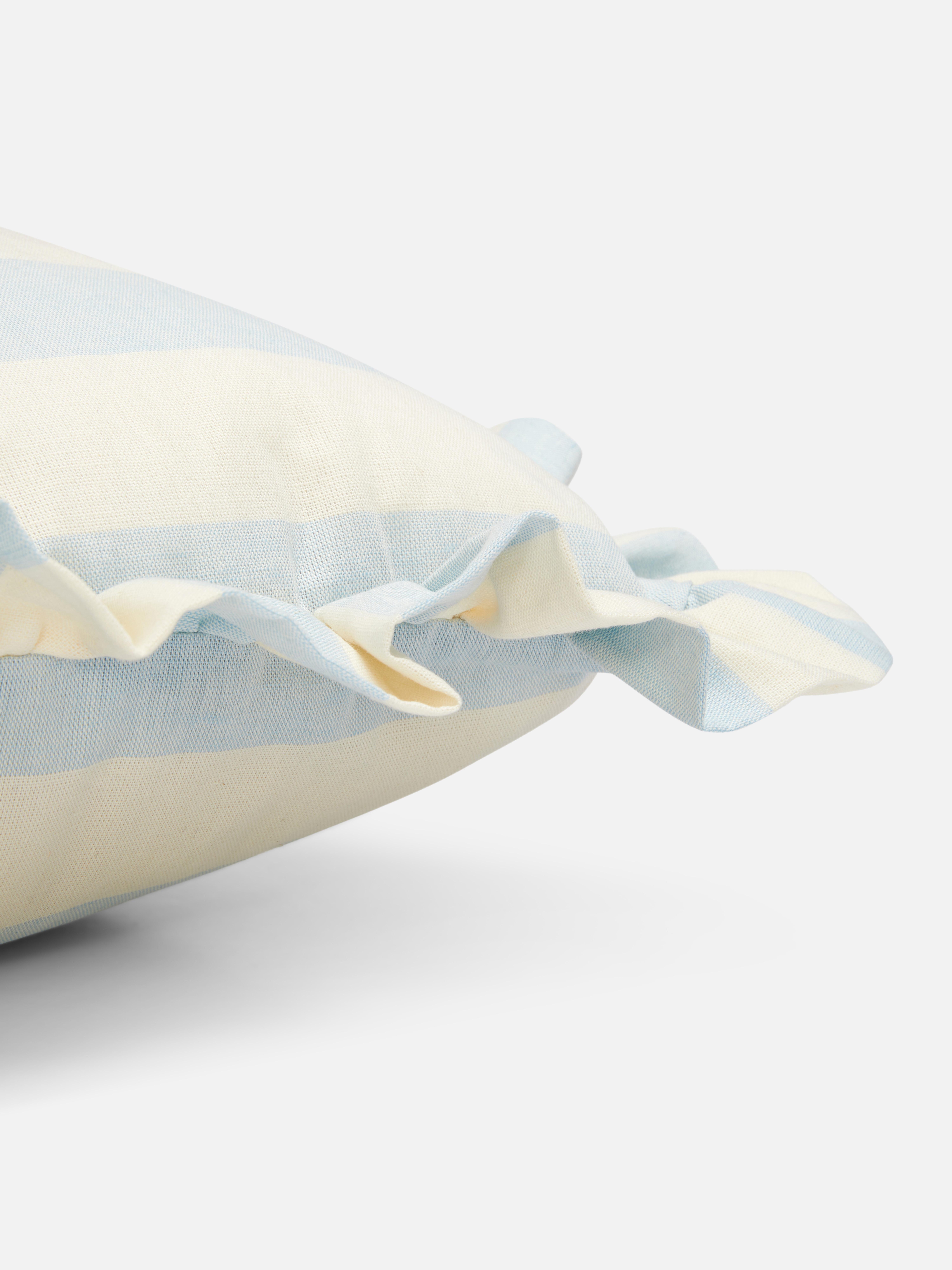 Striped Square Cushion with Frills