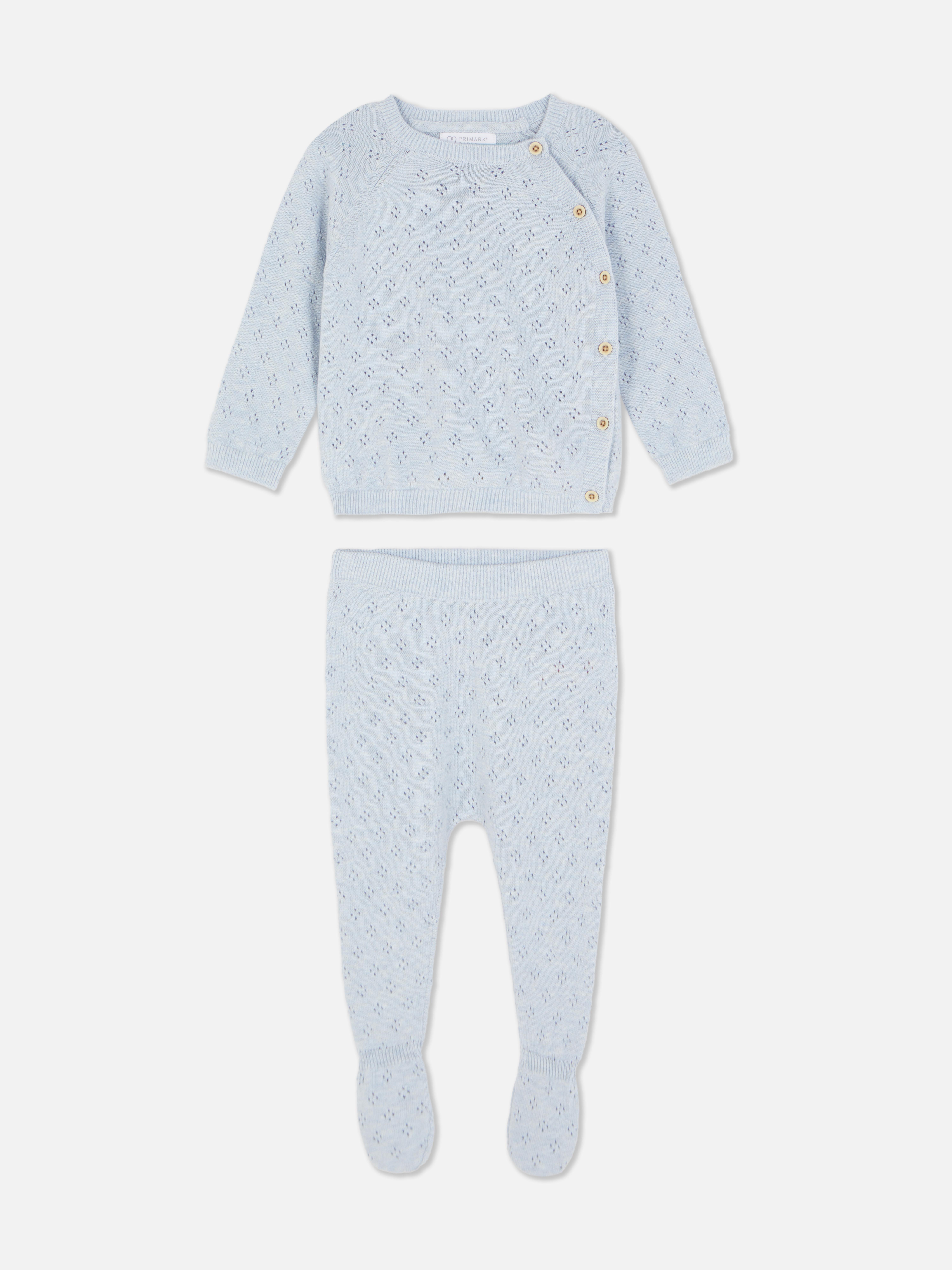 Kombiset aus Pointelle-Wickelcardigan und Leggings