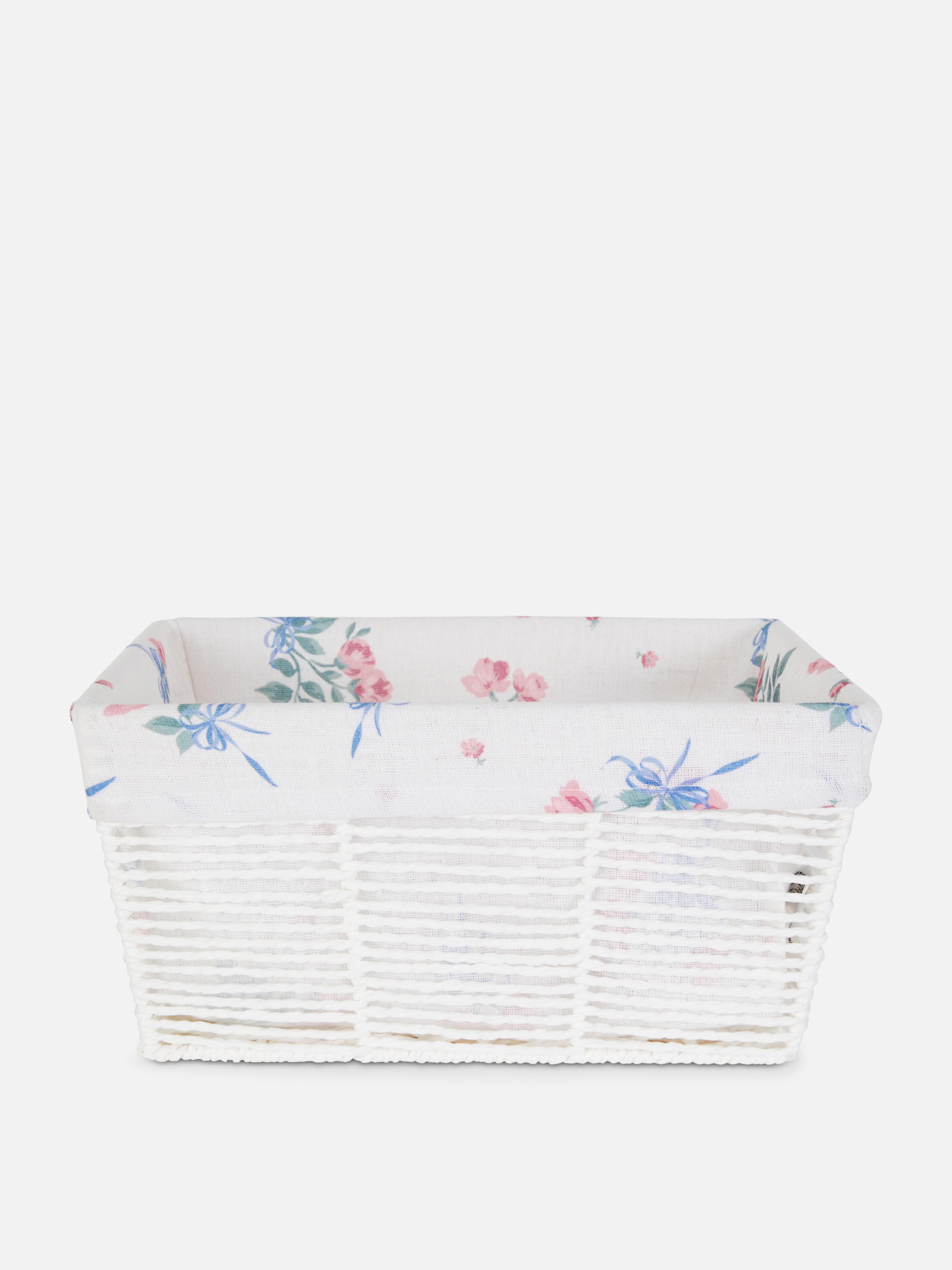 Floral Lined Rope Storage Basket