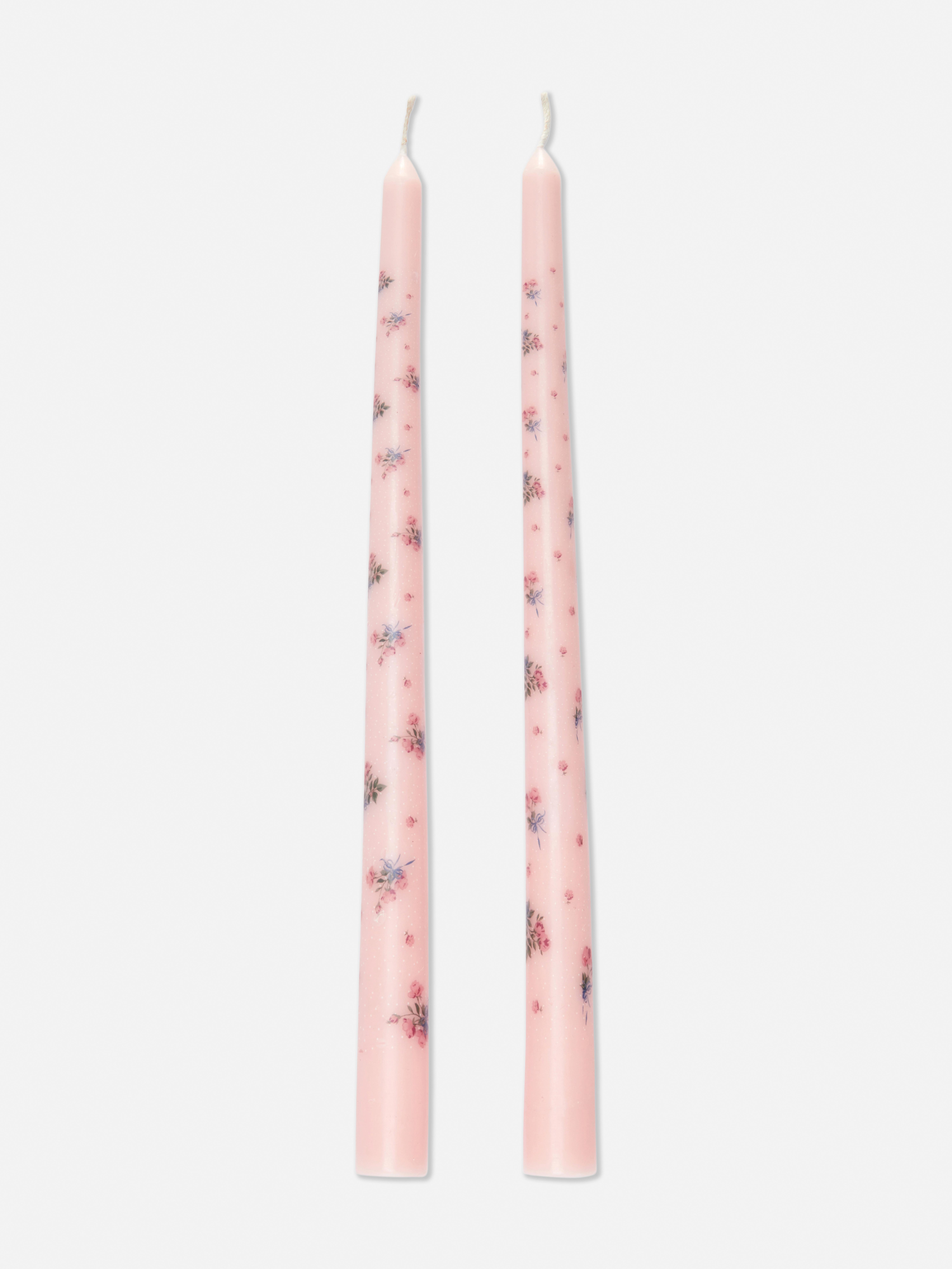 2pk Printed Dinner Candles
