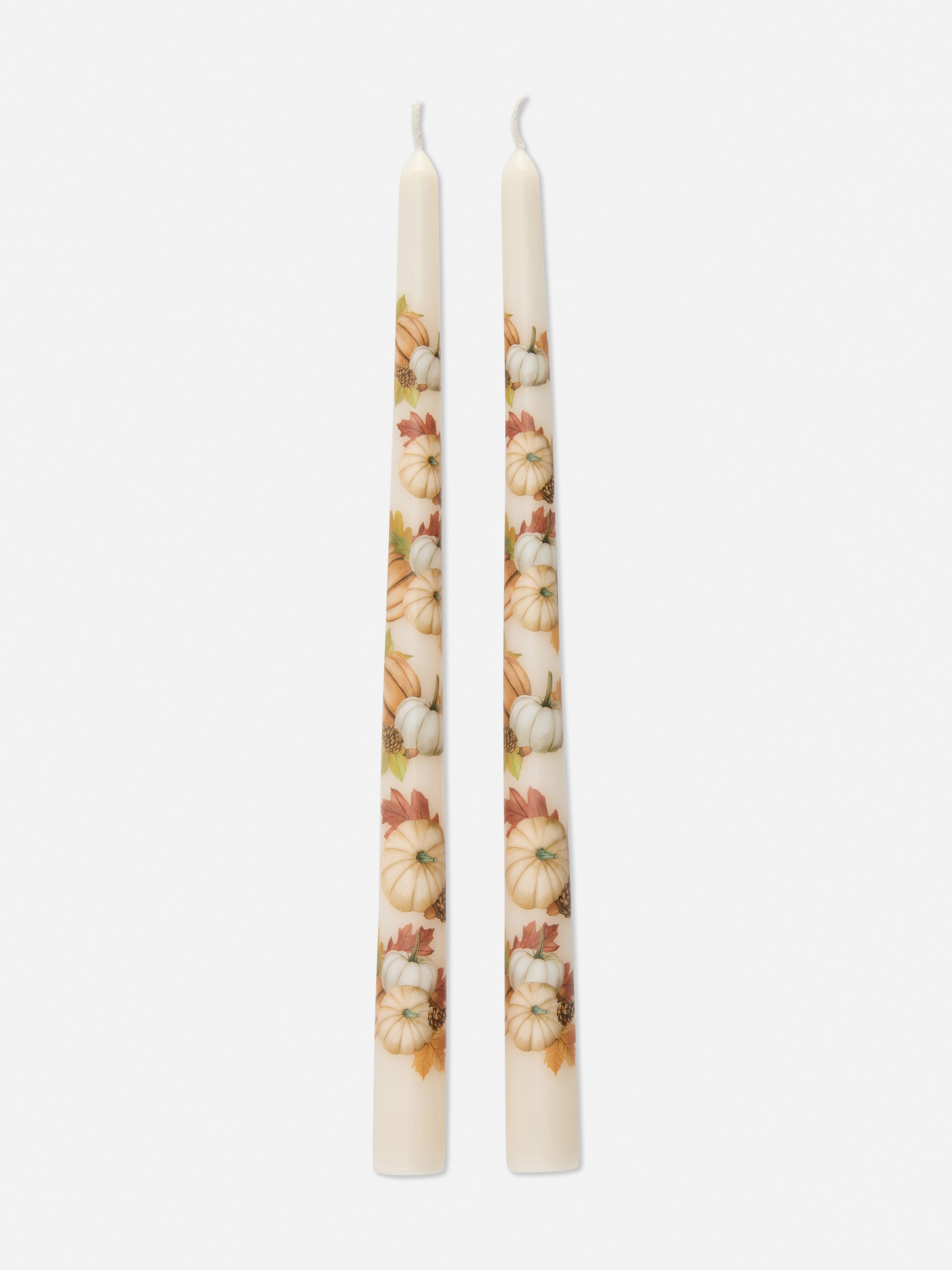 2pk Printed Dinner Candles