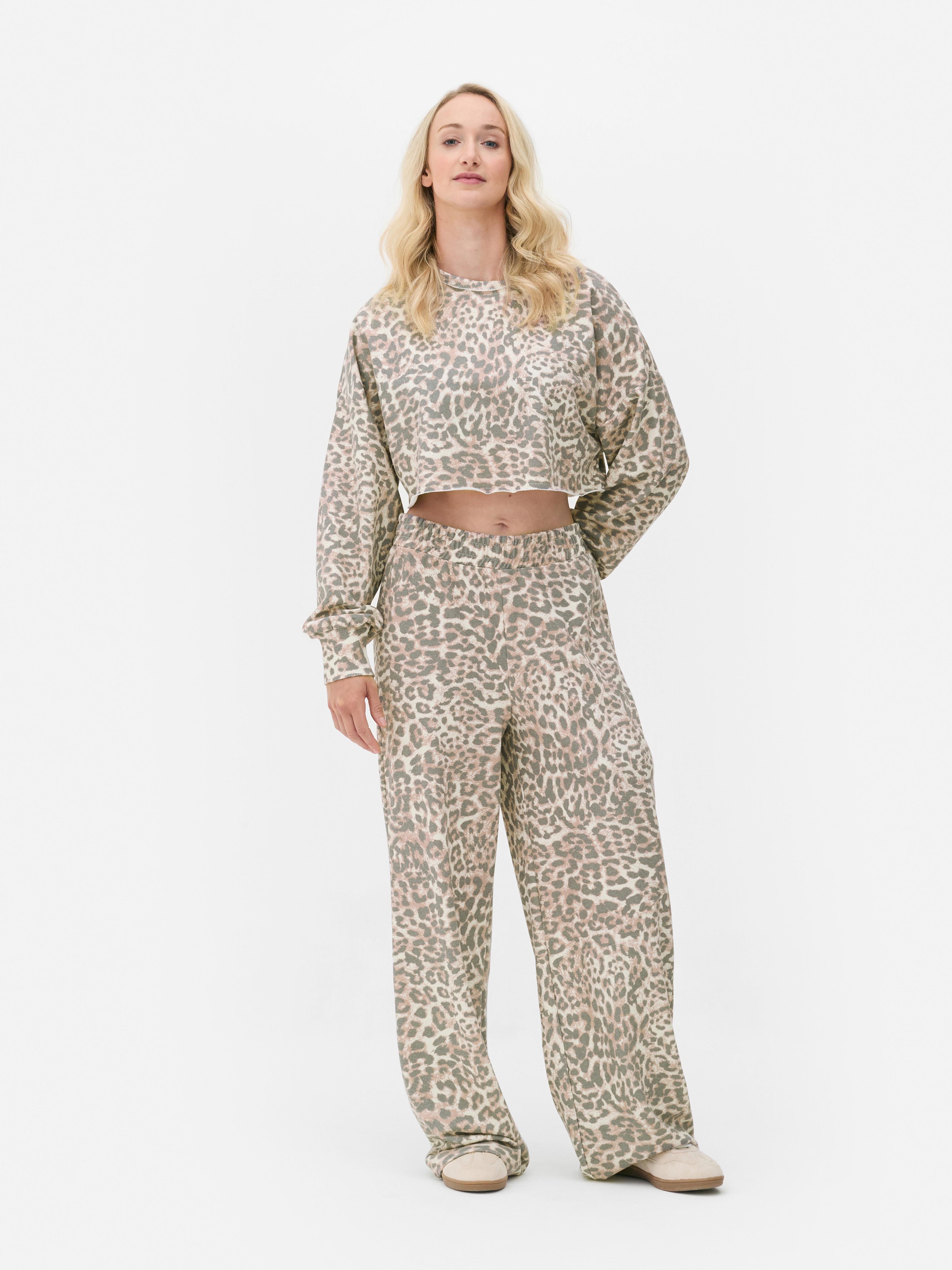 Women s Multi Co ord Leopard Print Crop Sweatshirt Penneys