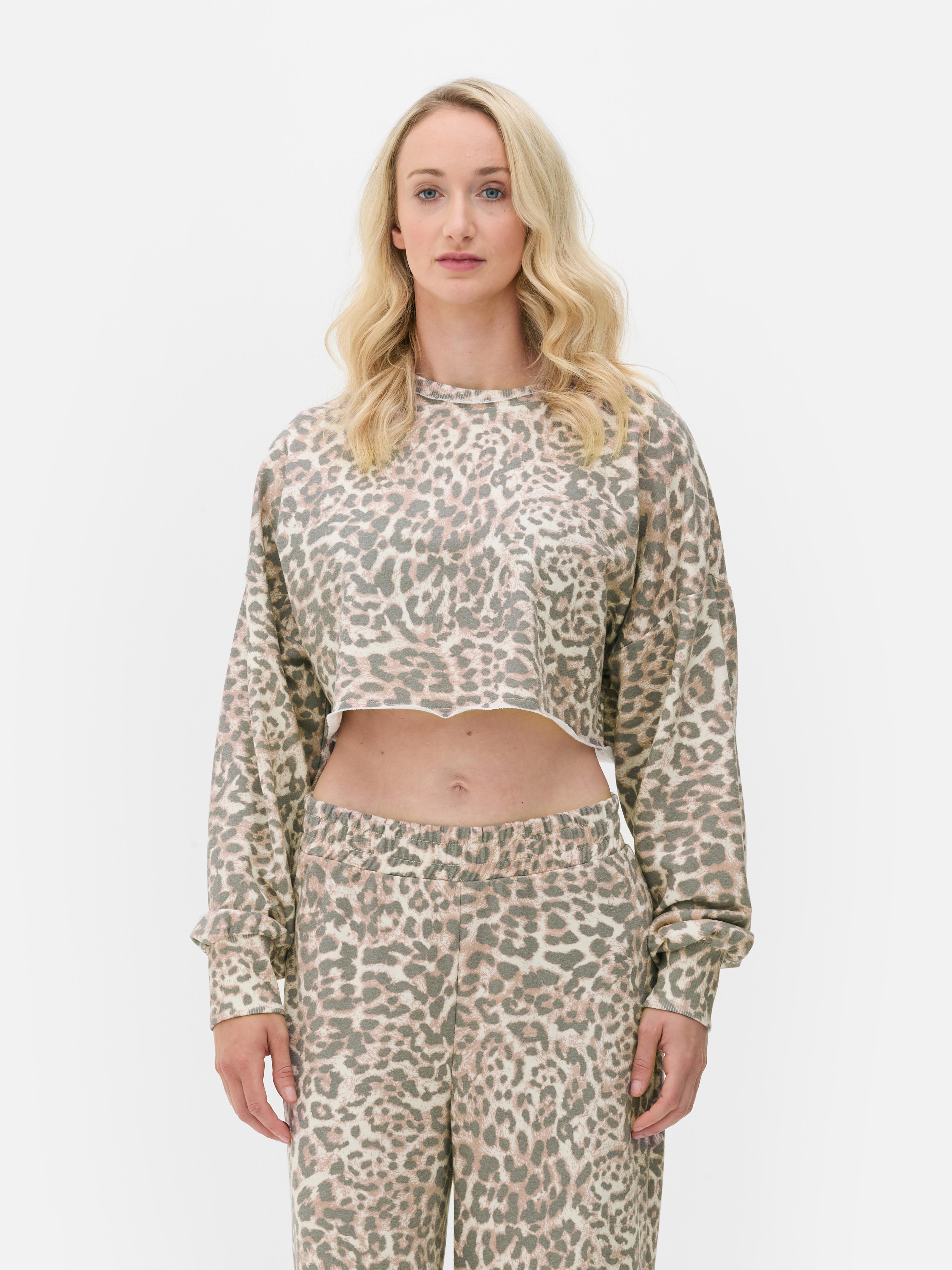 Womens Multi Co ord Leopard Print Crop Sweatshirt Primark