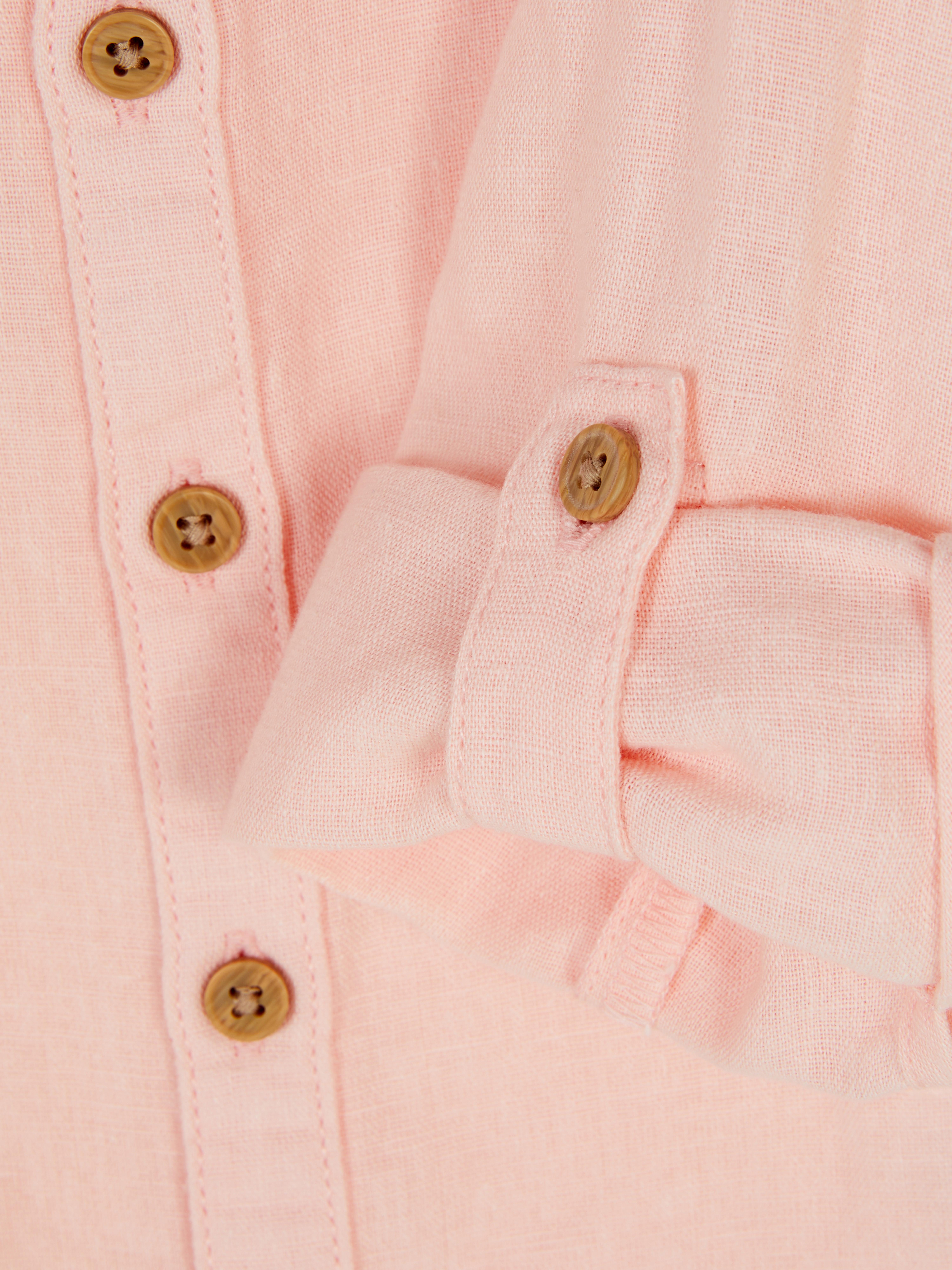 Long Sleeve Linen Blend Shirt