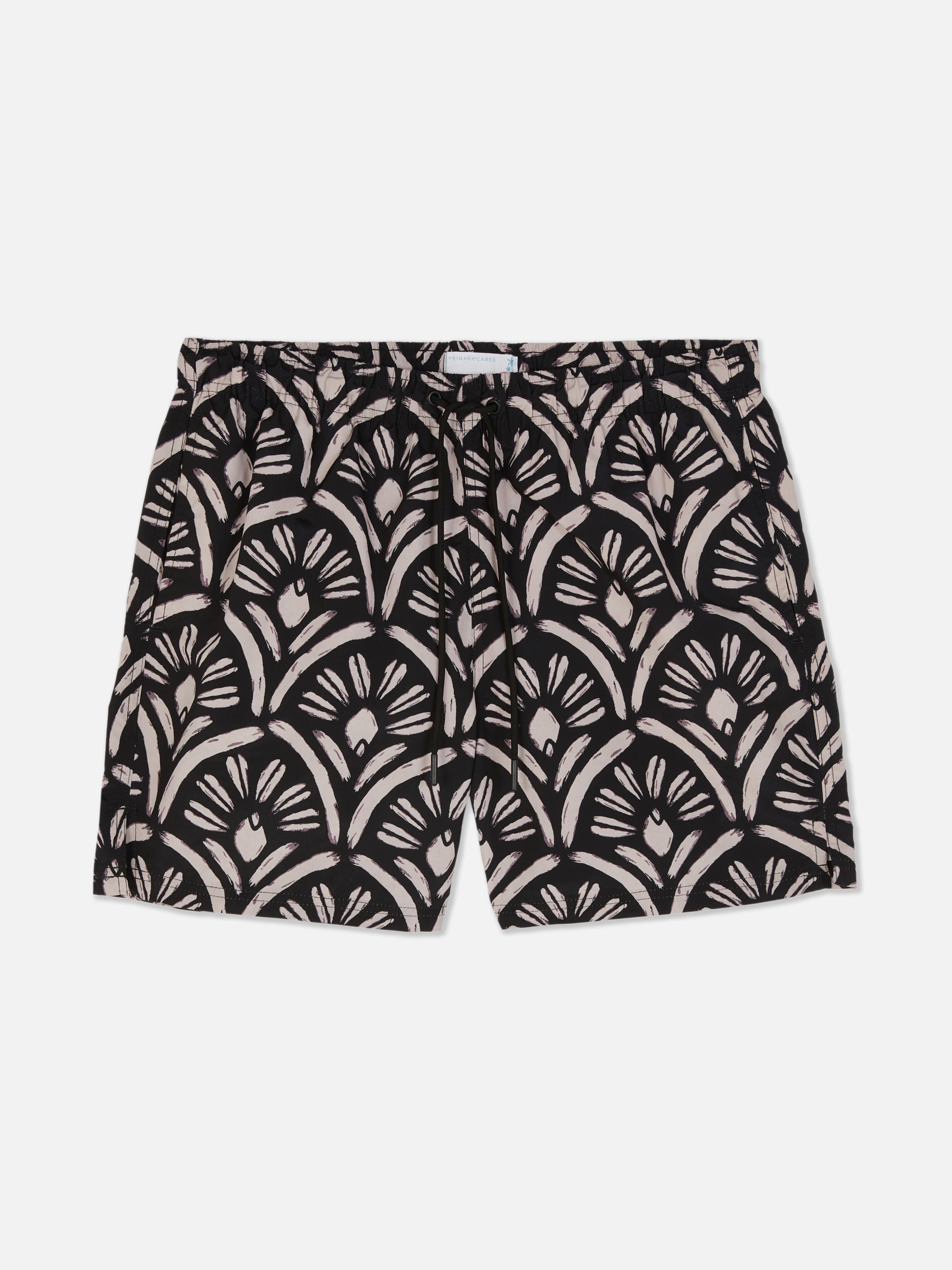 Abstract Drawstring Swimming Shorts