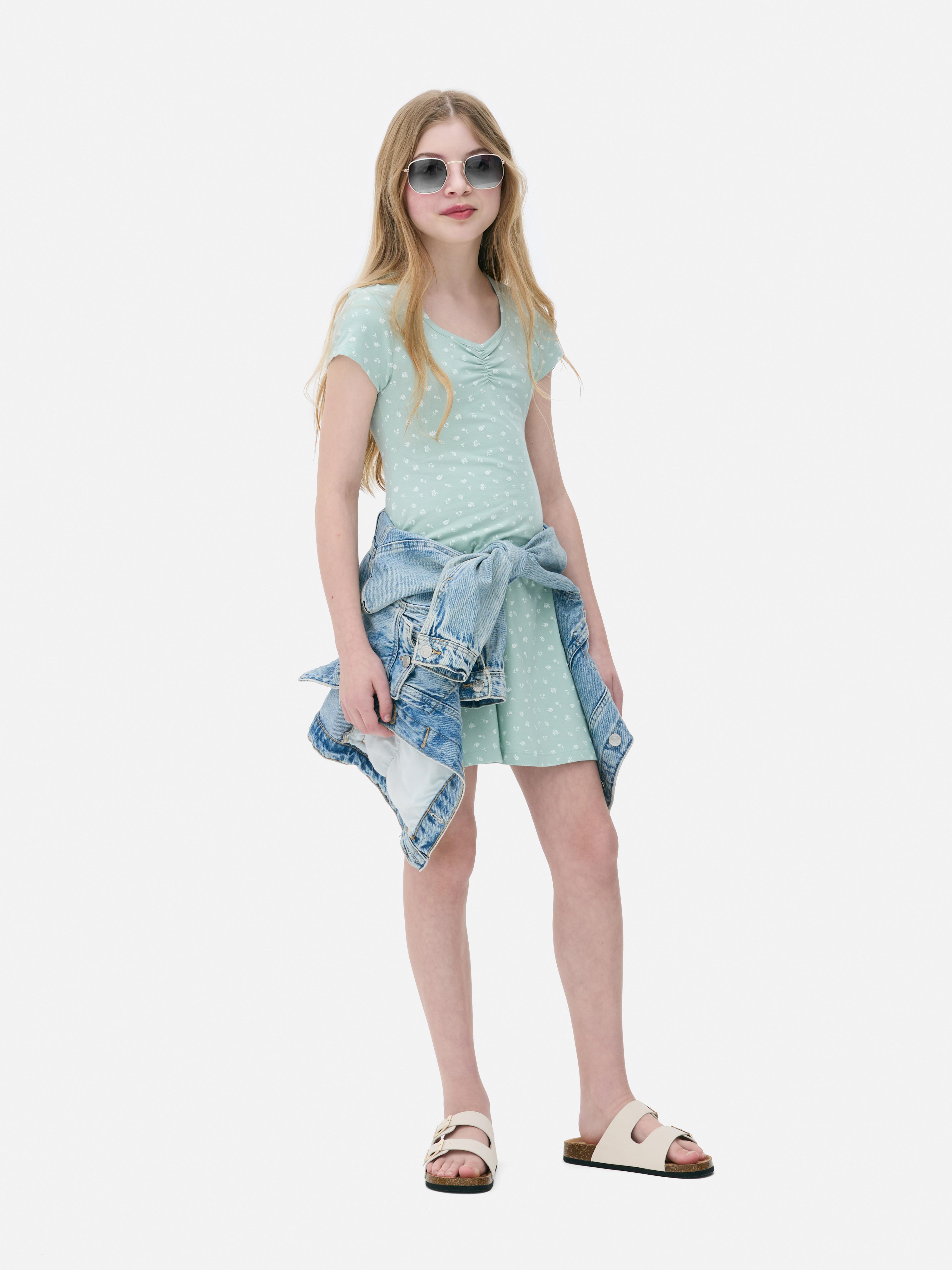 Polka Dot V-Neck Jersey Dress