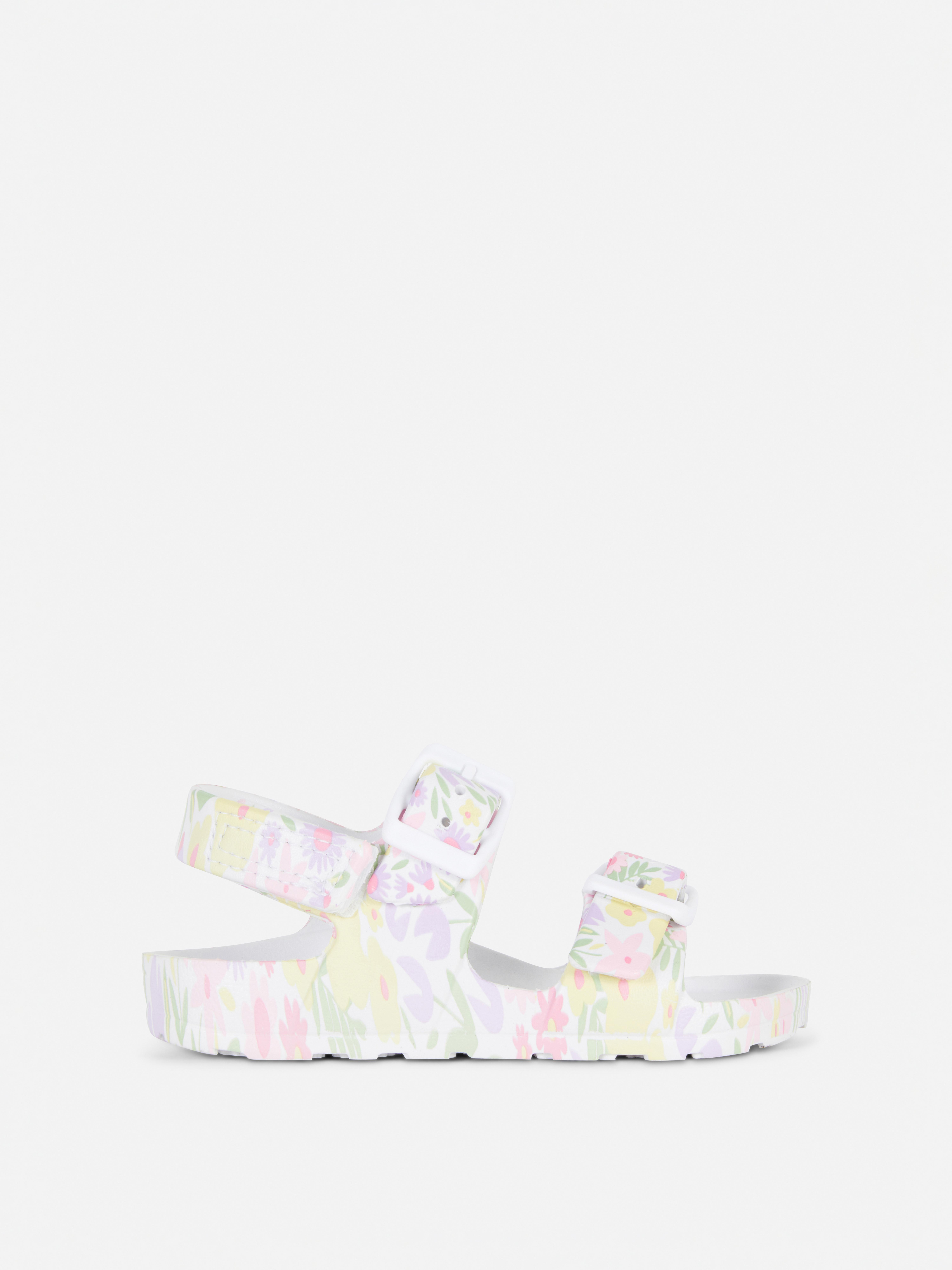Sandalen mit doppelter Schnalle und Blumenmuster