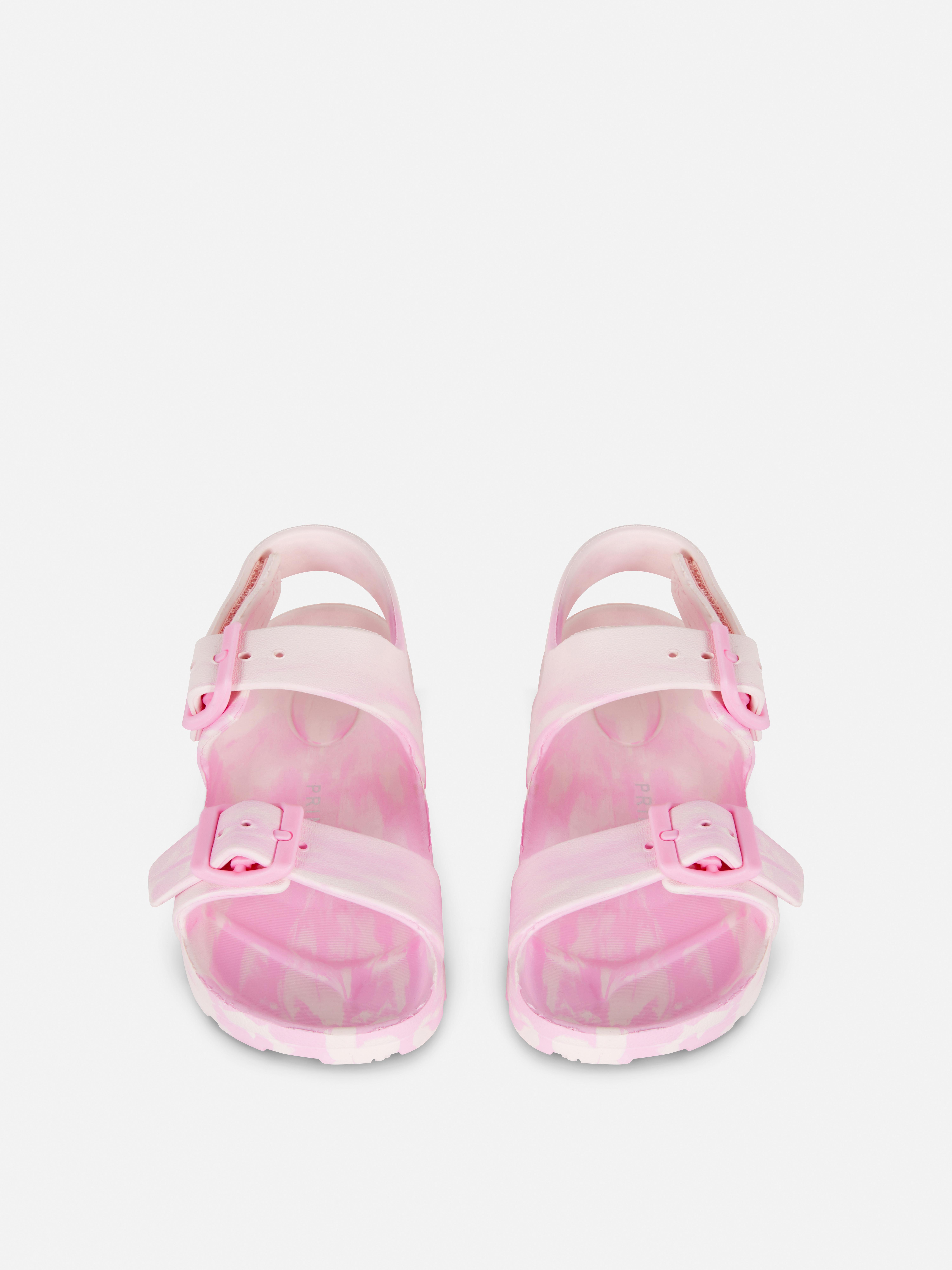 Sandalen mit zwei Schnallen in Marmoroptik