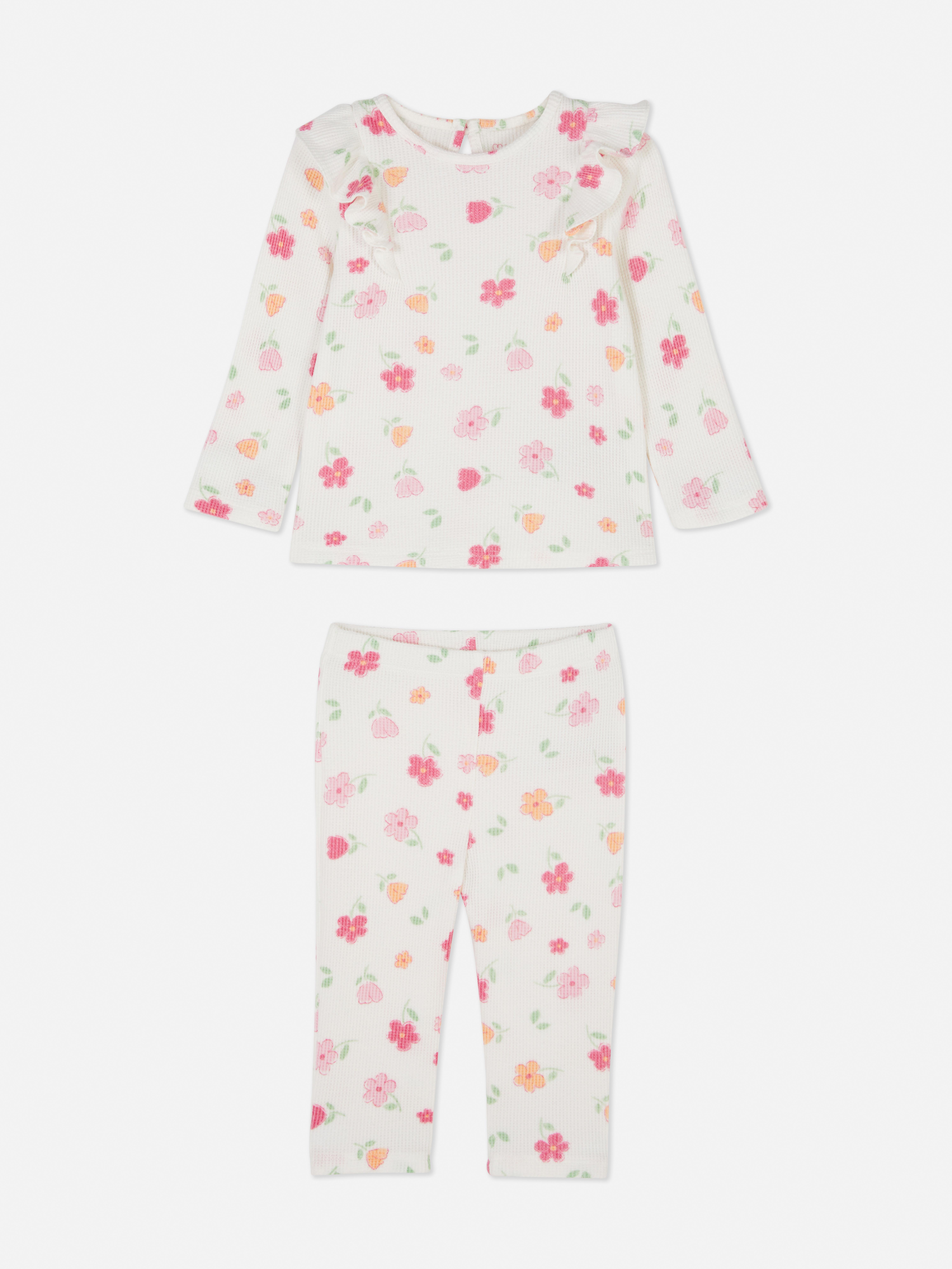 Ensemble haut côtelé à volants et legging