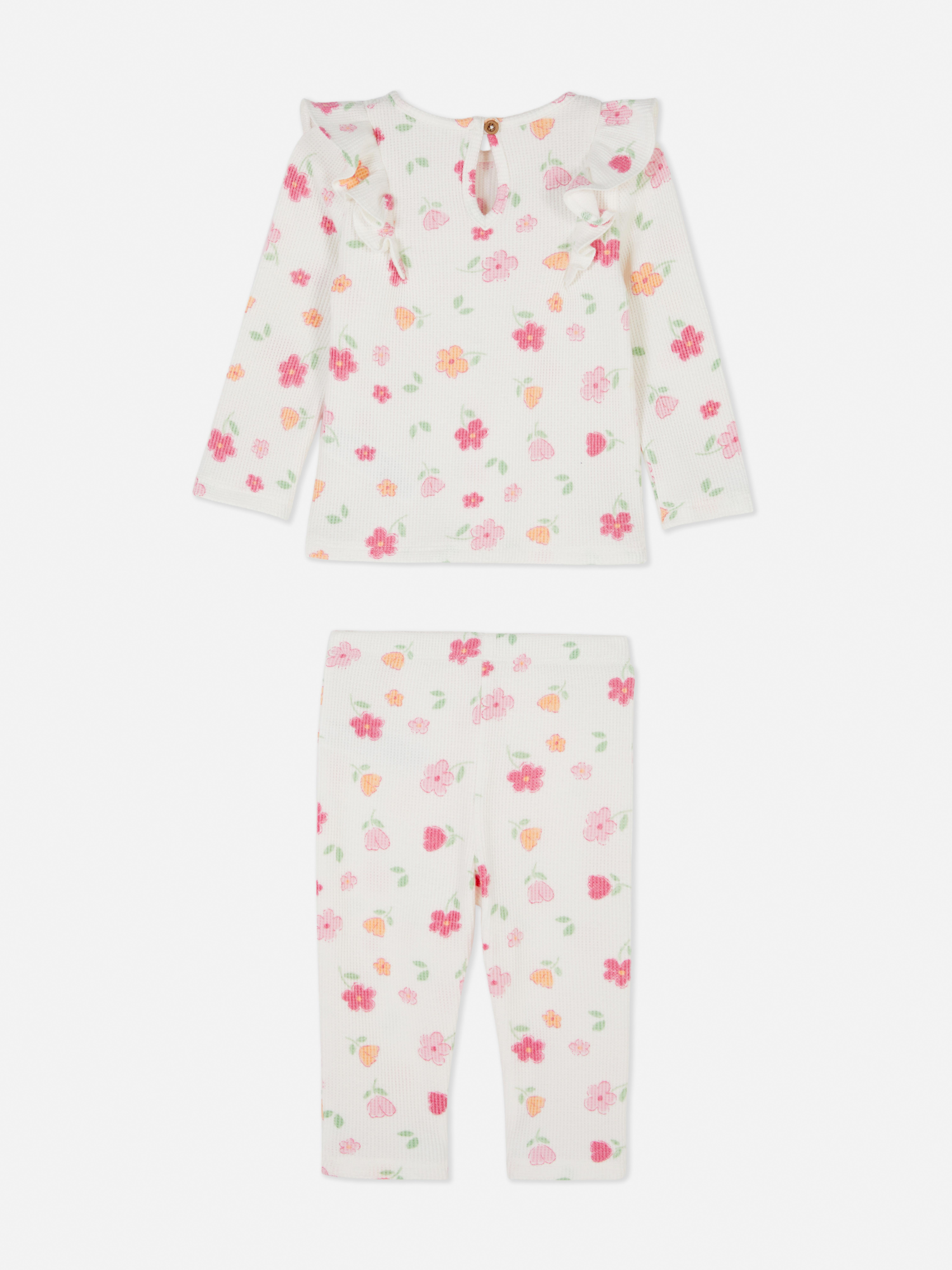 Ensemble haut côtelé à volants et legging