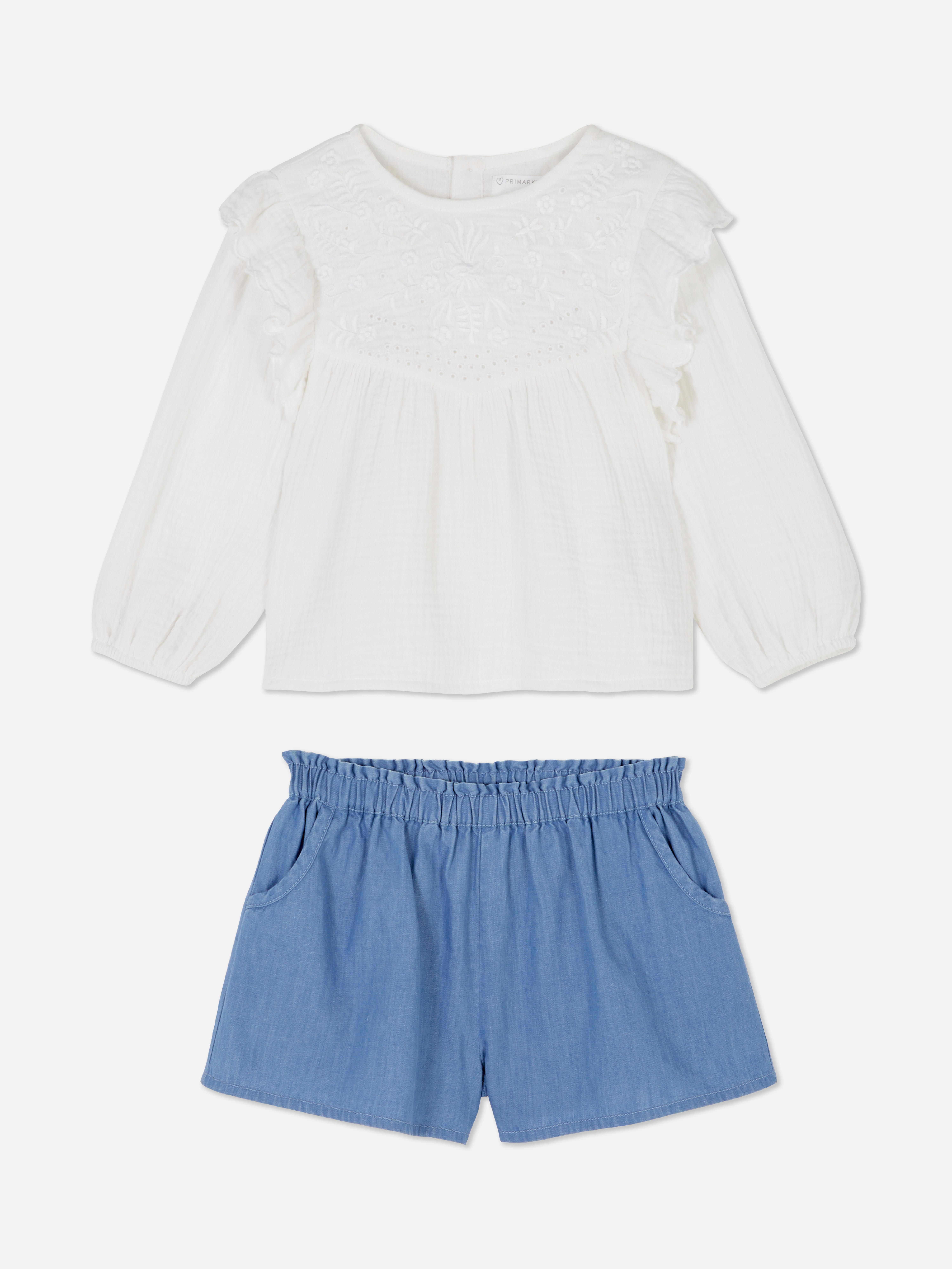 Long Sleeve Blouse and Shorts Set