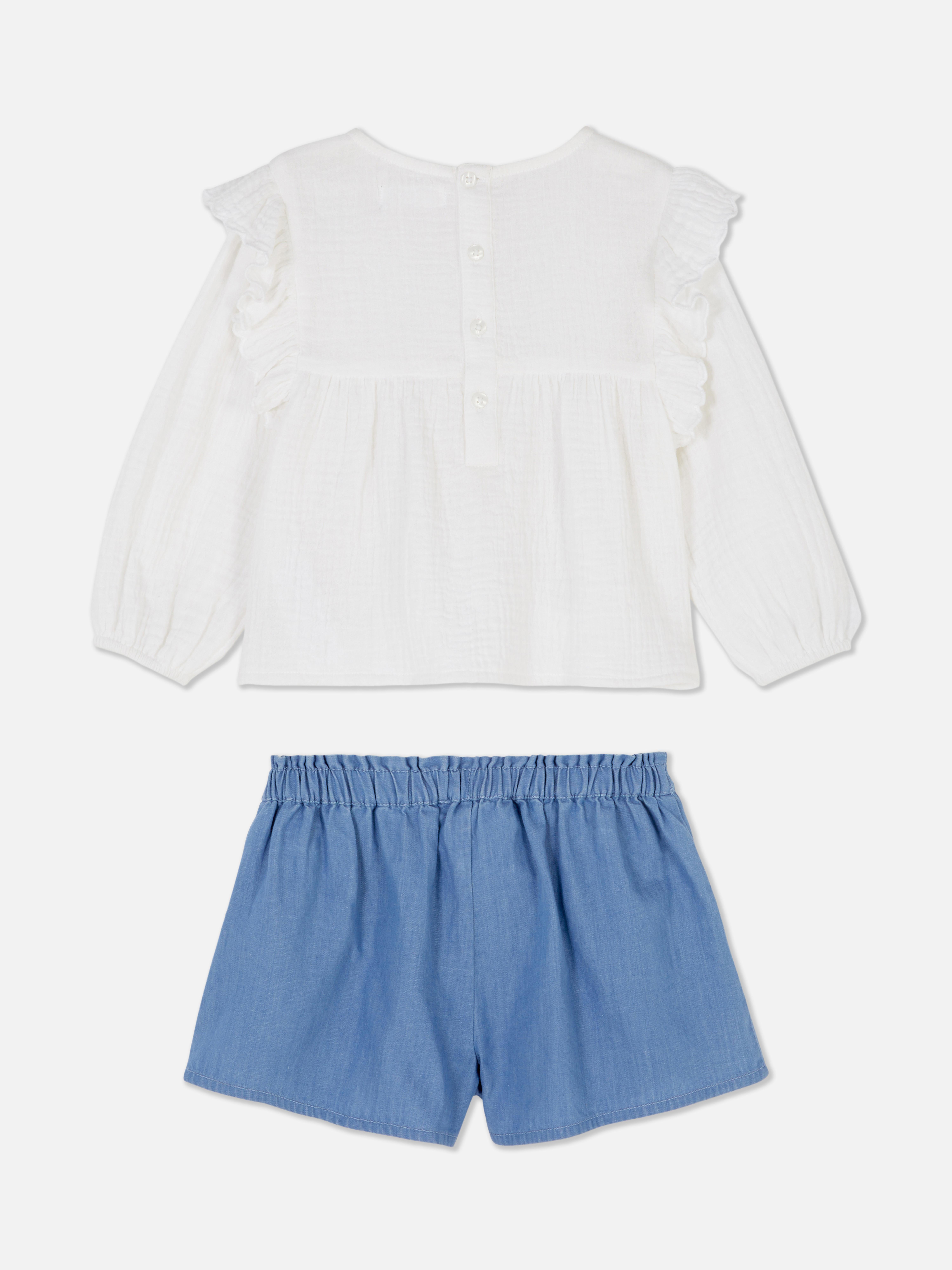 Long Sleeve Blouse and Shorts Set