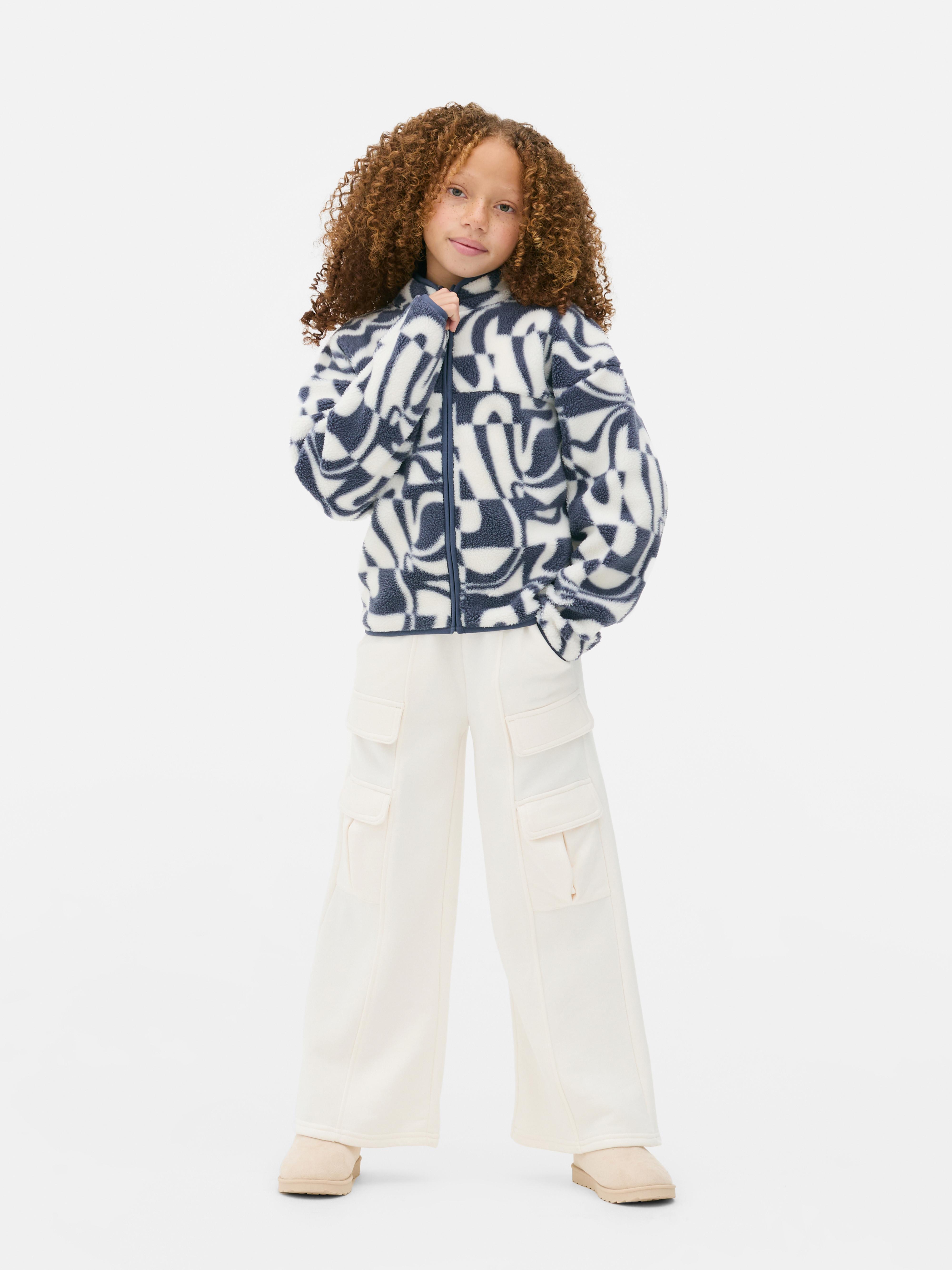 Geometric Zip-Up Fleece Jacket