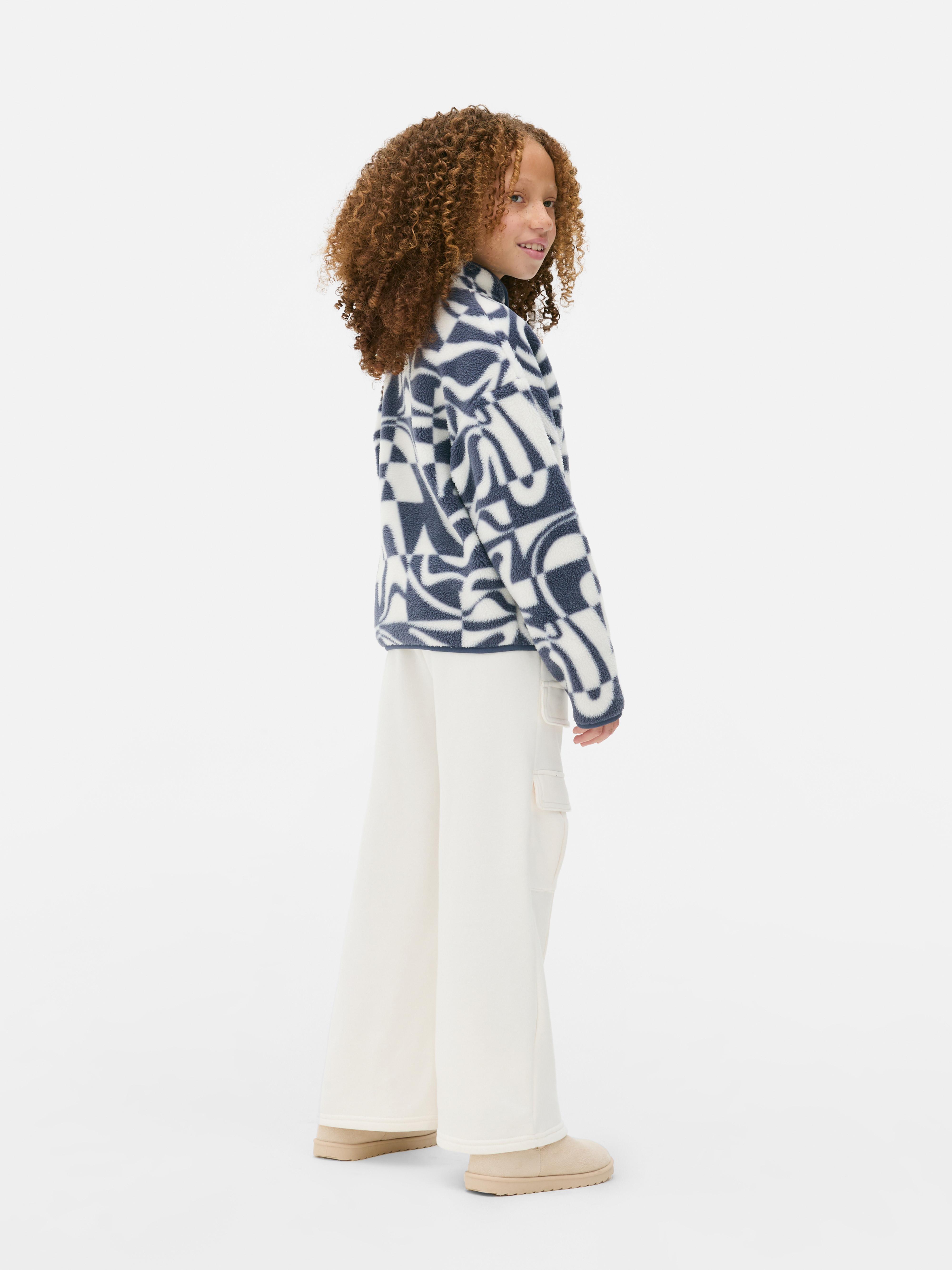 Geometric Zip-Up Fleece Jacket
