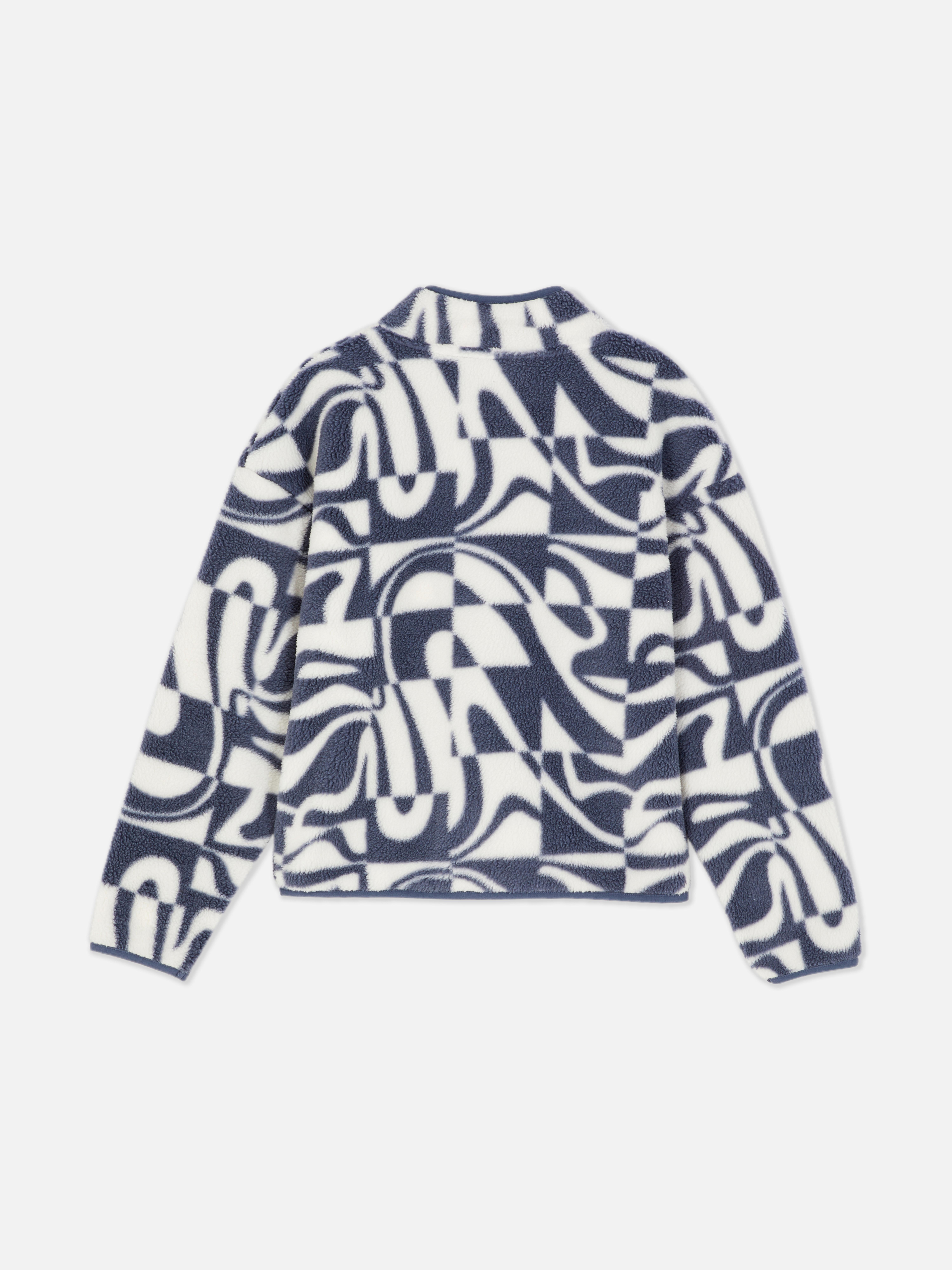Geometric Zip-Up Fleece Jacket