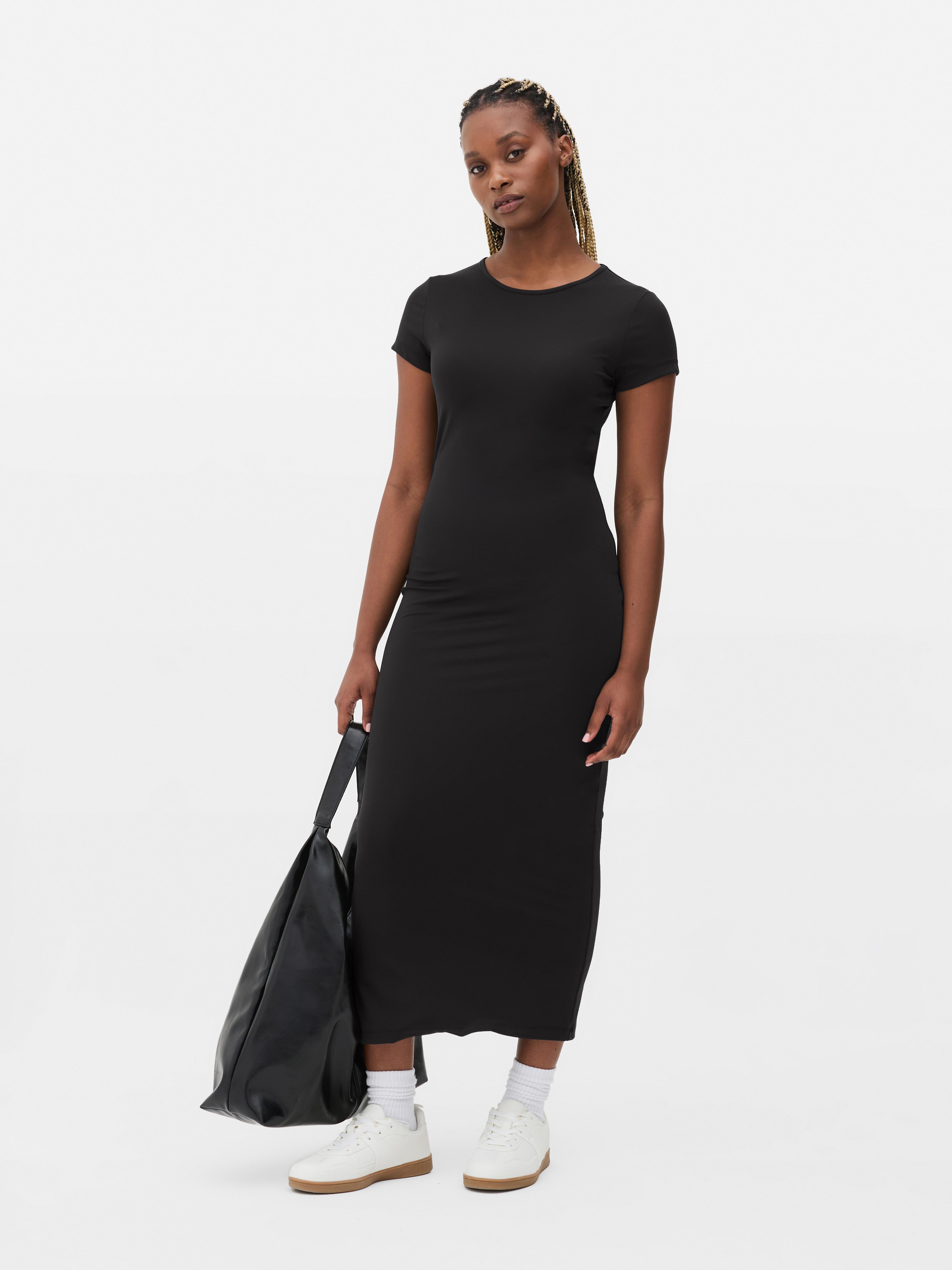 Womens Black Midi T Shirt Dress Primark