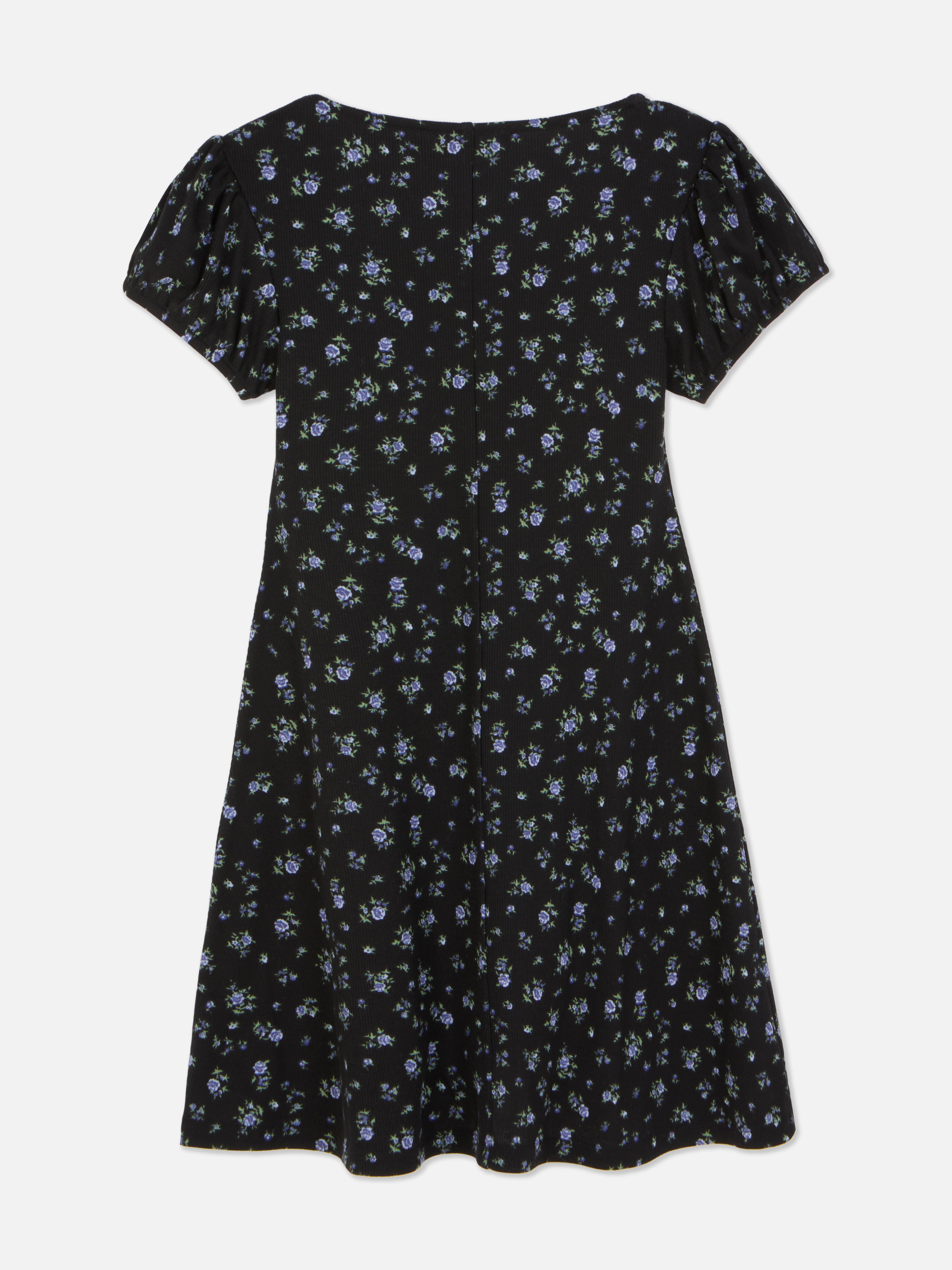 Geripptes Kleid mit Blumenmuster