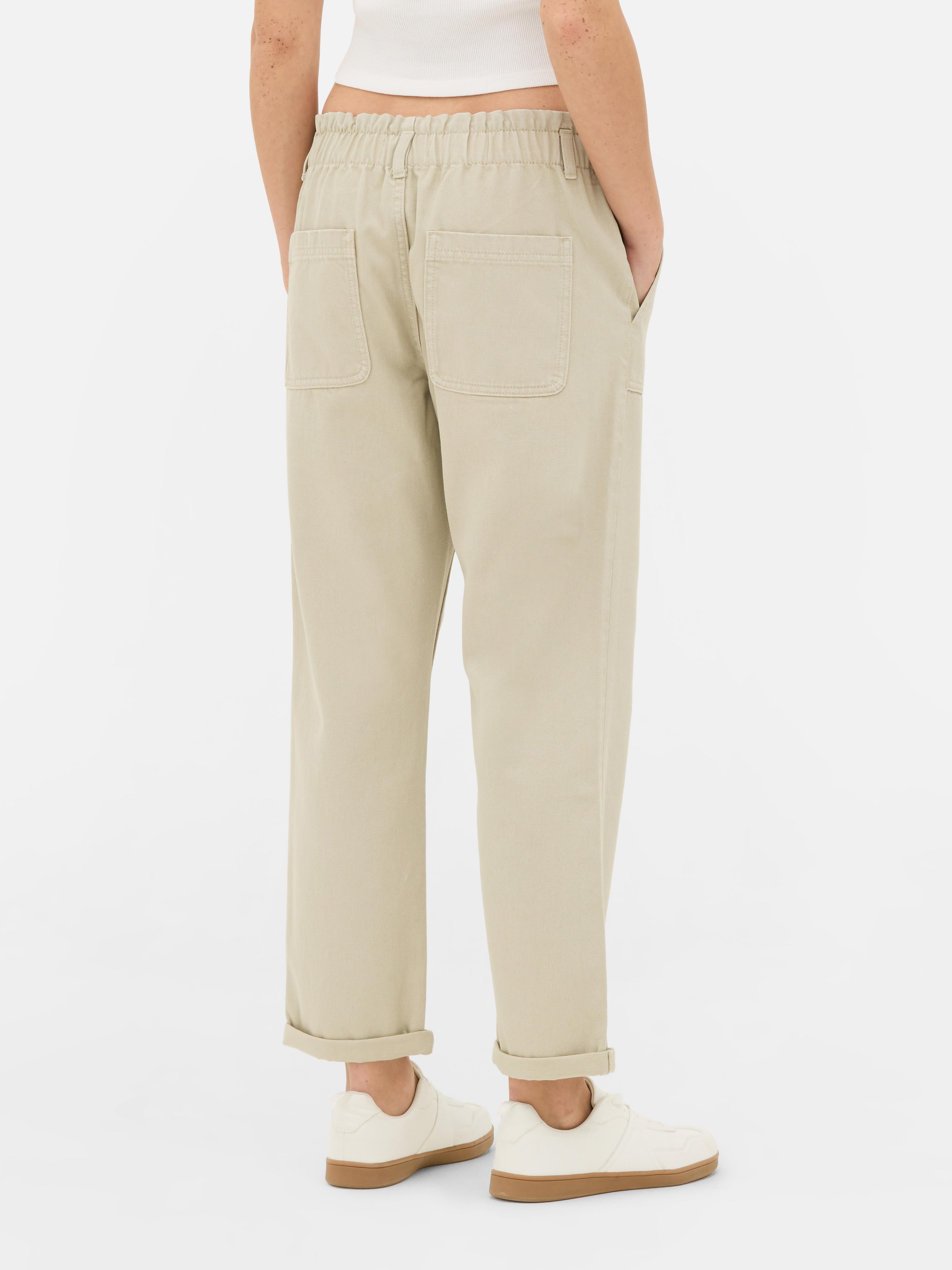 Katoenen broek met paperbag-taille