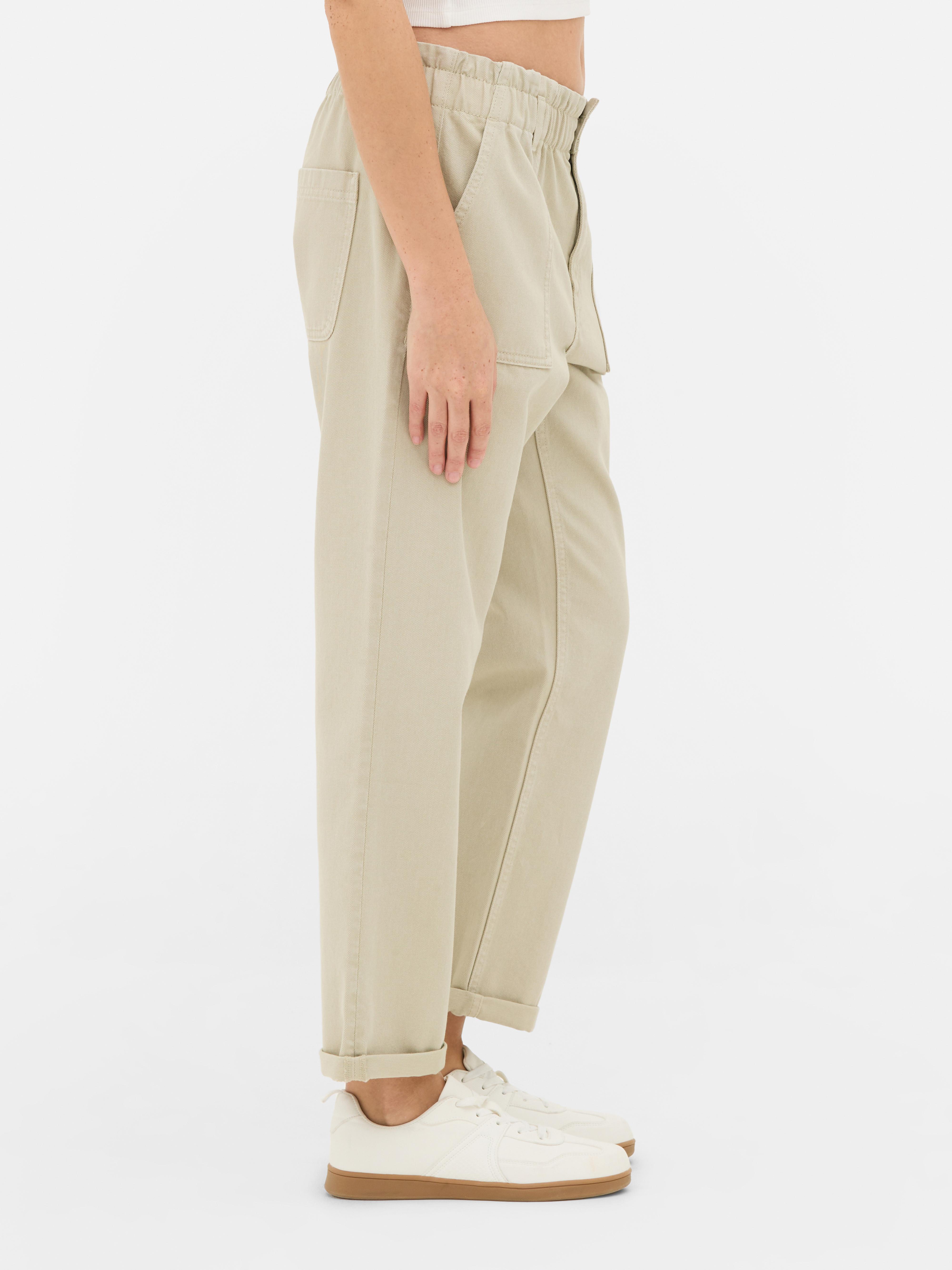 Katoenen broek met paperbag-taille