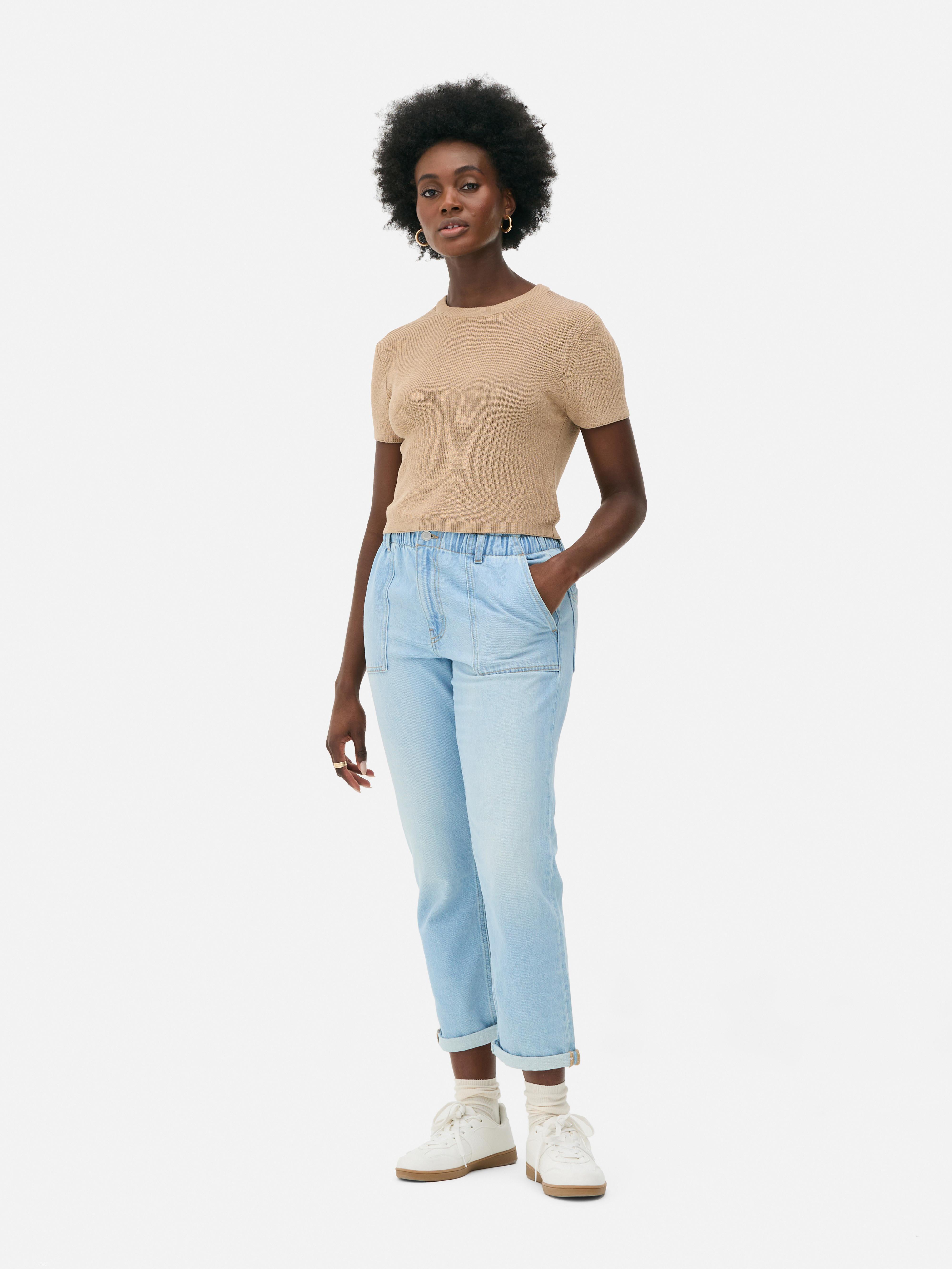 Pantaloni din bumbac cu talie paperbag