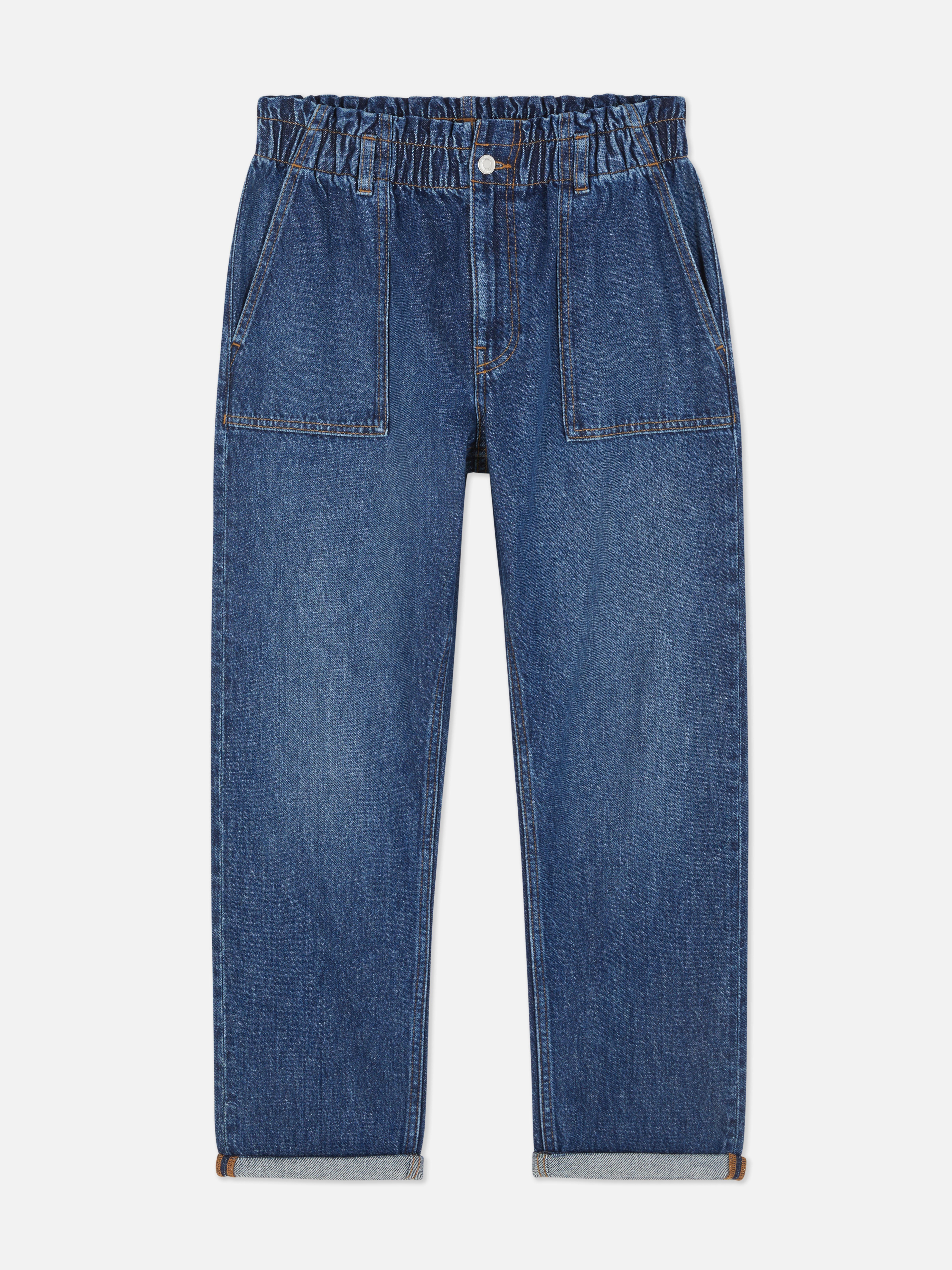 Pantalon en coton à taille froncée