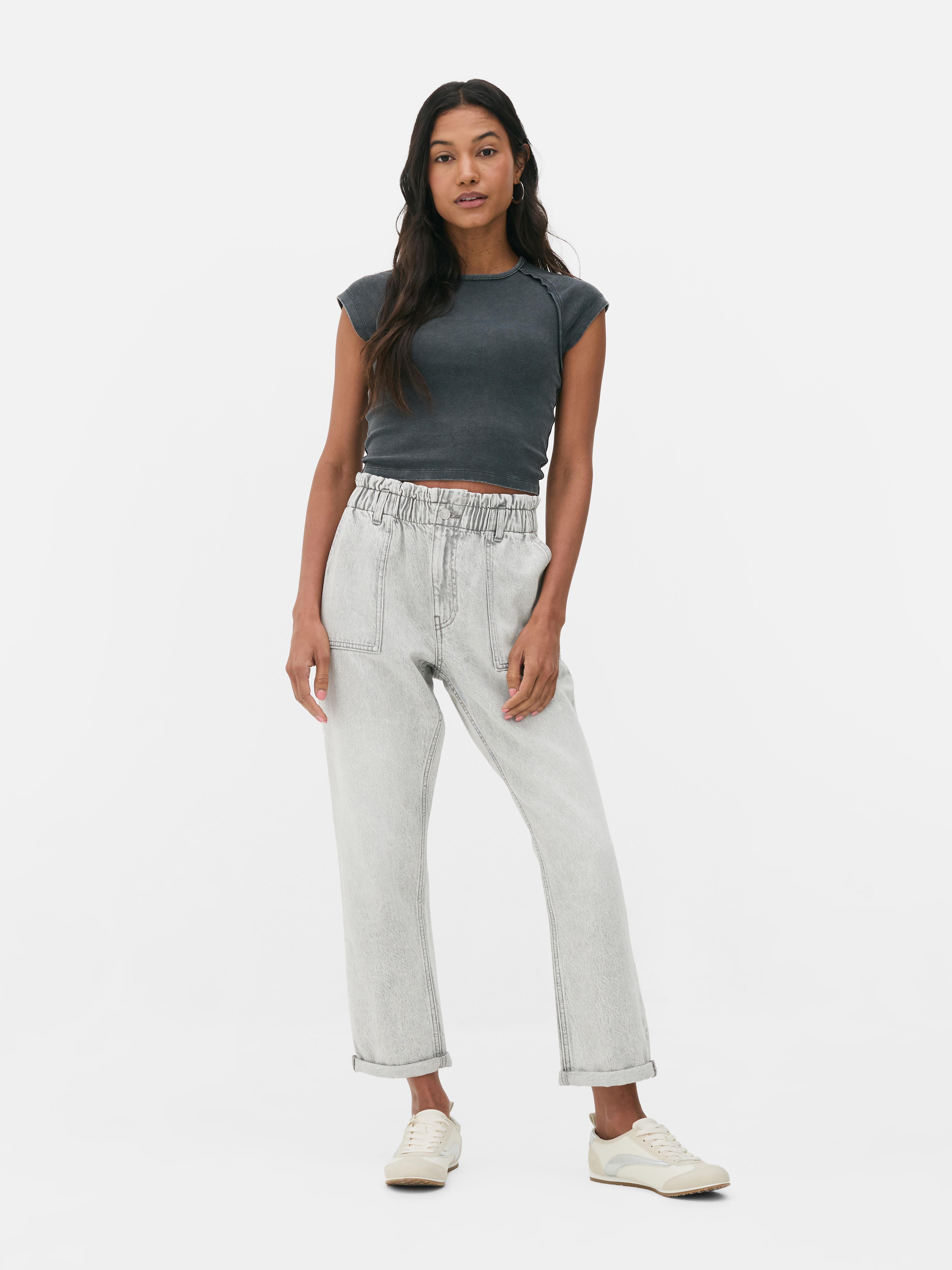 Pantaloni din bumbac cu talie paperbag