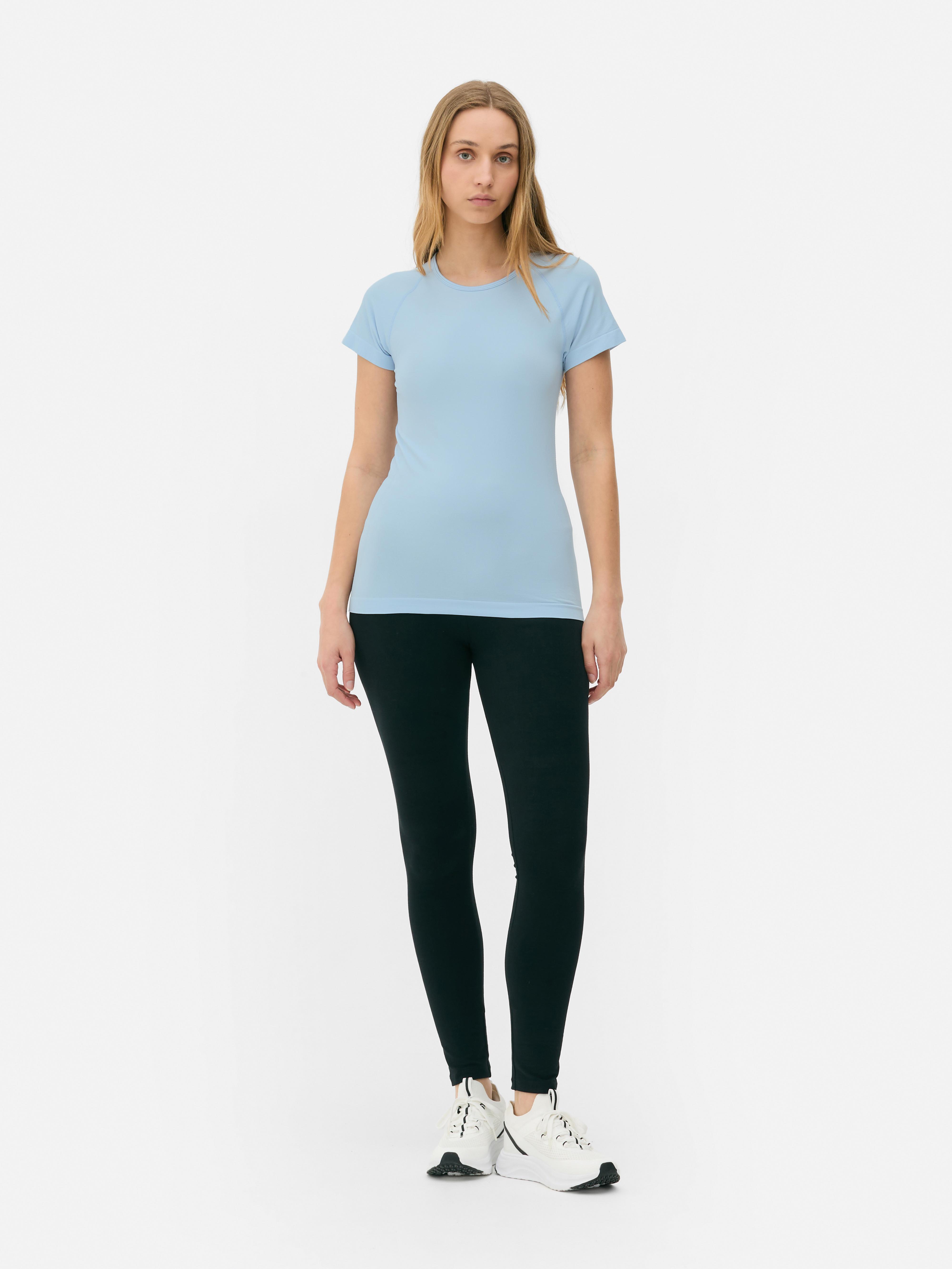 Haut de sport sans coutures à manches courtes Bleu clair