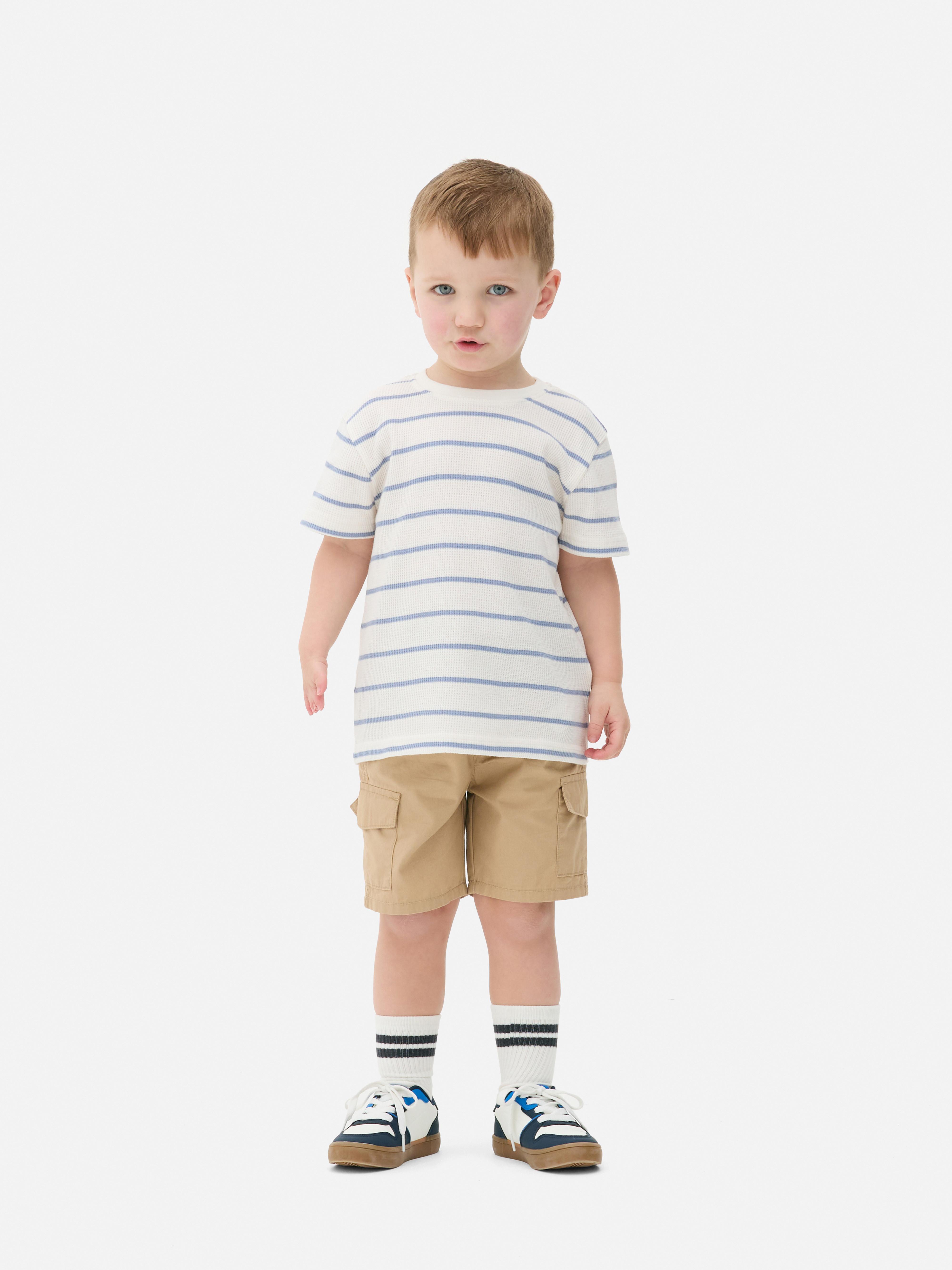 CREAM SHORT-SLEEVED T-SHIRT IN WAFFLE JERSEY, BABY CREAM SHORT-SLEEVED T-SHIRT IN WAFFLE JERSEY, BABY